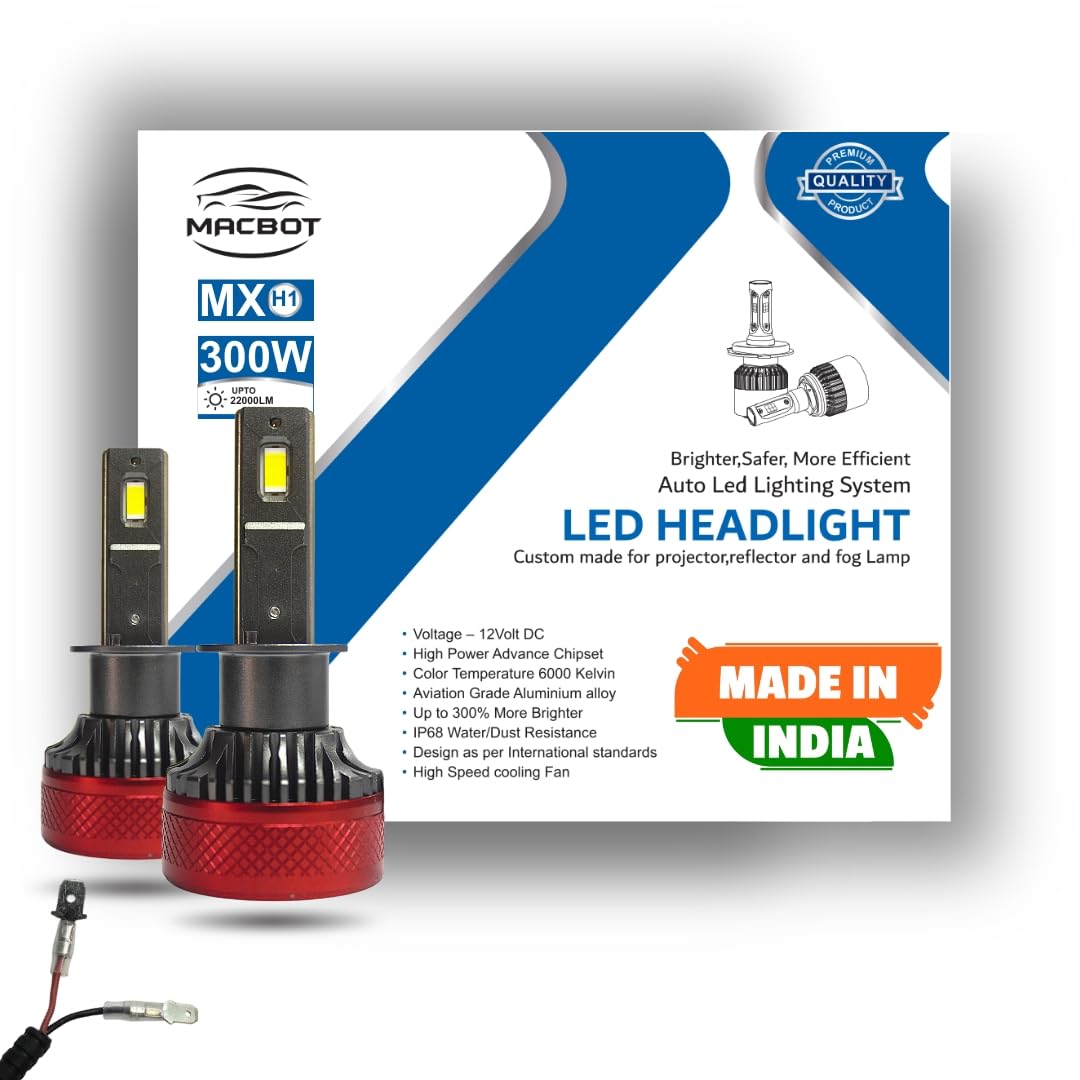 MACBOT H1 Type LED Headlight Bulb 300 Watt MX-H1, with 2-Year Replacement Warranty - Made in India for Cars (150 Watt Each Bulb) Super Bright White Light, Easy Installation, Long-lasting Performance-image-23