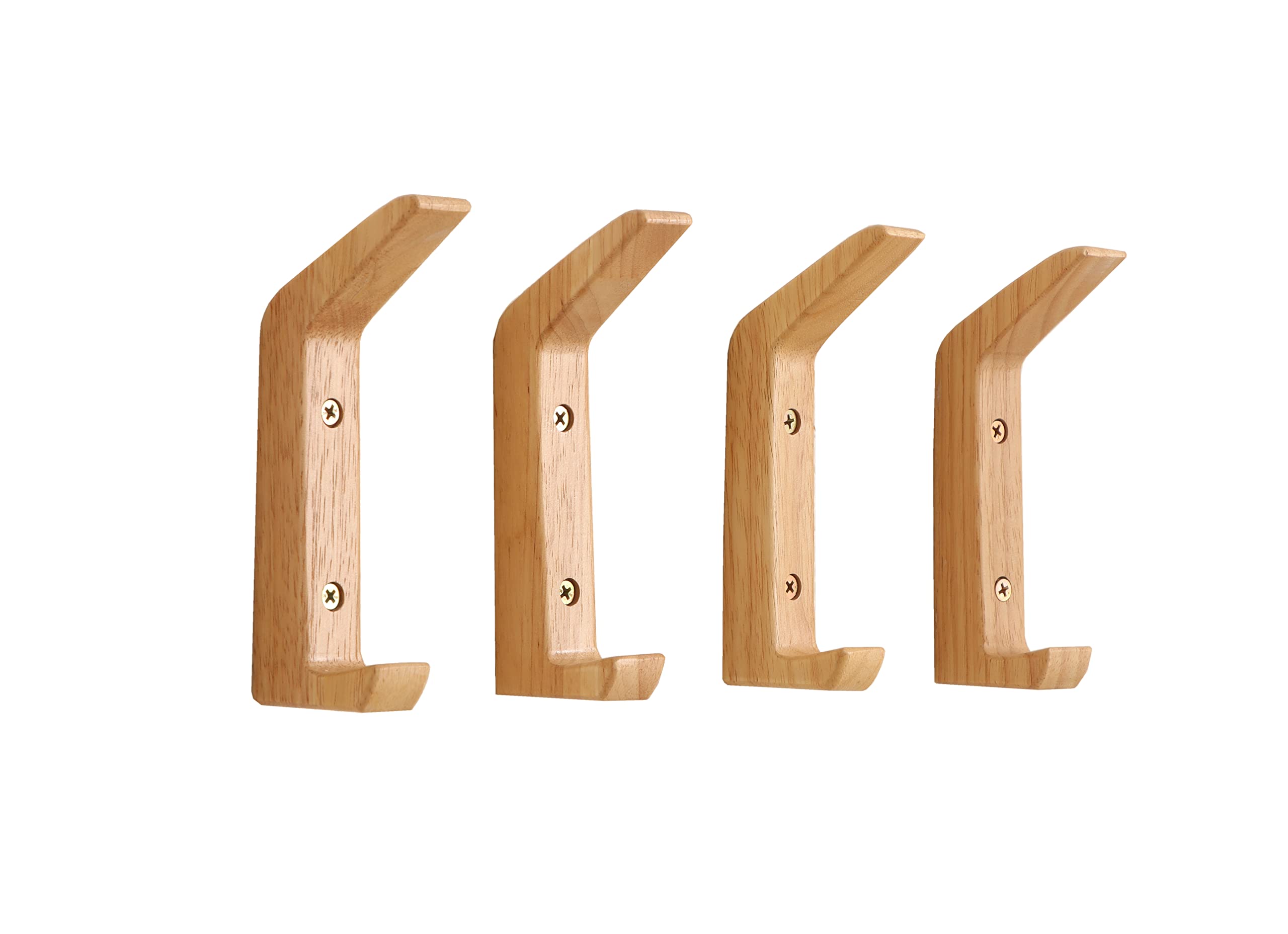 Coat Hooks, Wall Hooks for Hanging, Set of 4 Pure Wood Clothes Hooks, Wall Coat Hooks, Hooks for Hanging Coats, Hanging Bathroom Towels Clothes Hanger
