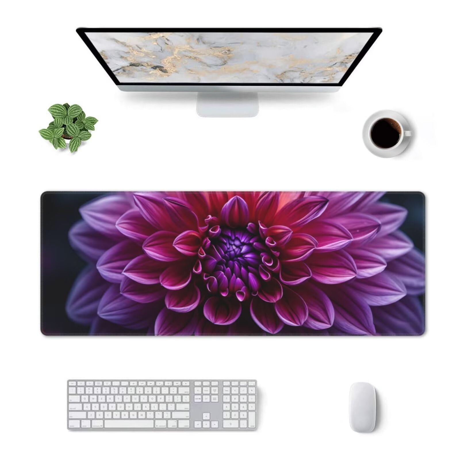 Tappetino Mouse, Tappetino Mouse Gaming Grande XXL 1500x800x3mm Tappetino Scrivania Mouse Pad, Base in Gomma Antiscivolo, Bordi Cuciti,Lavabile, Mousepad per Ufficio e Gaming (Fiori viola) R-764