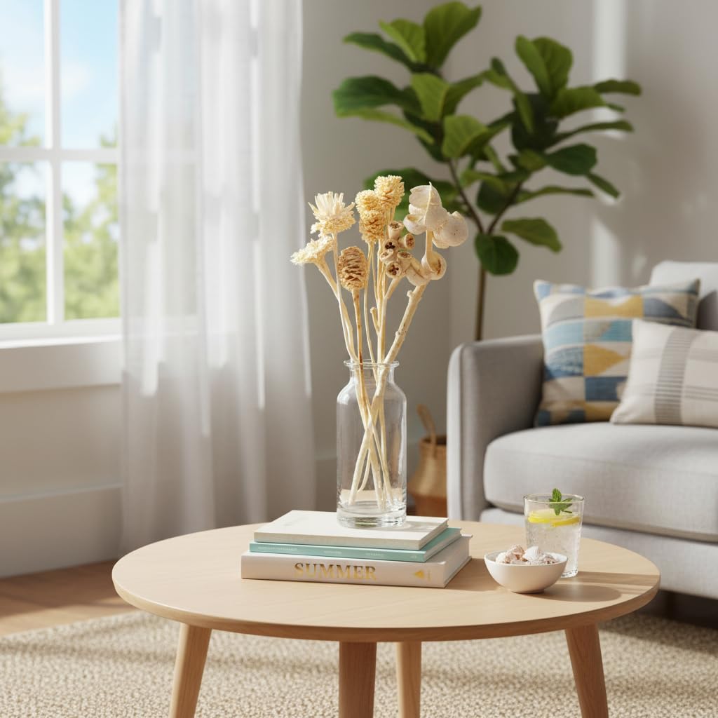 Trockenblumen Mix 60St Deko Exoten Sortiment Gebleicht für Floristik und Tischdeko, 60 Stück