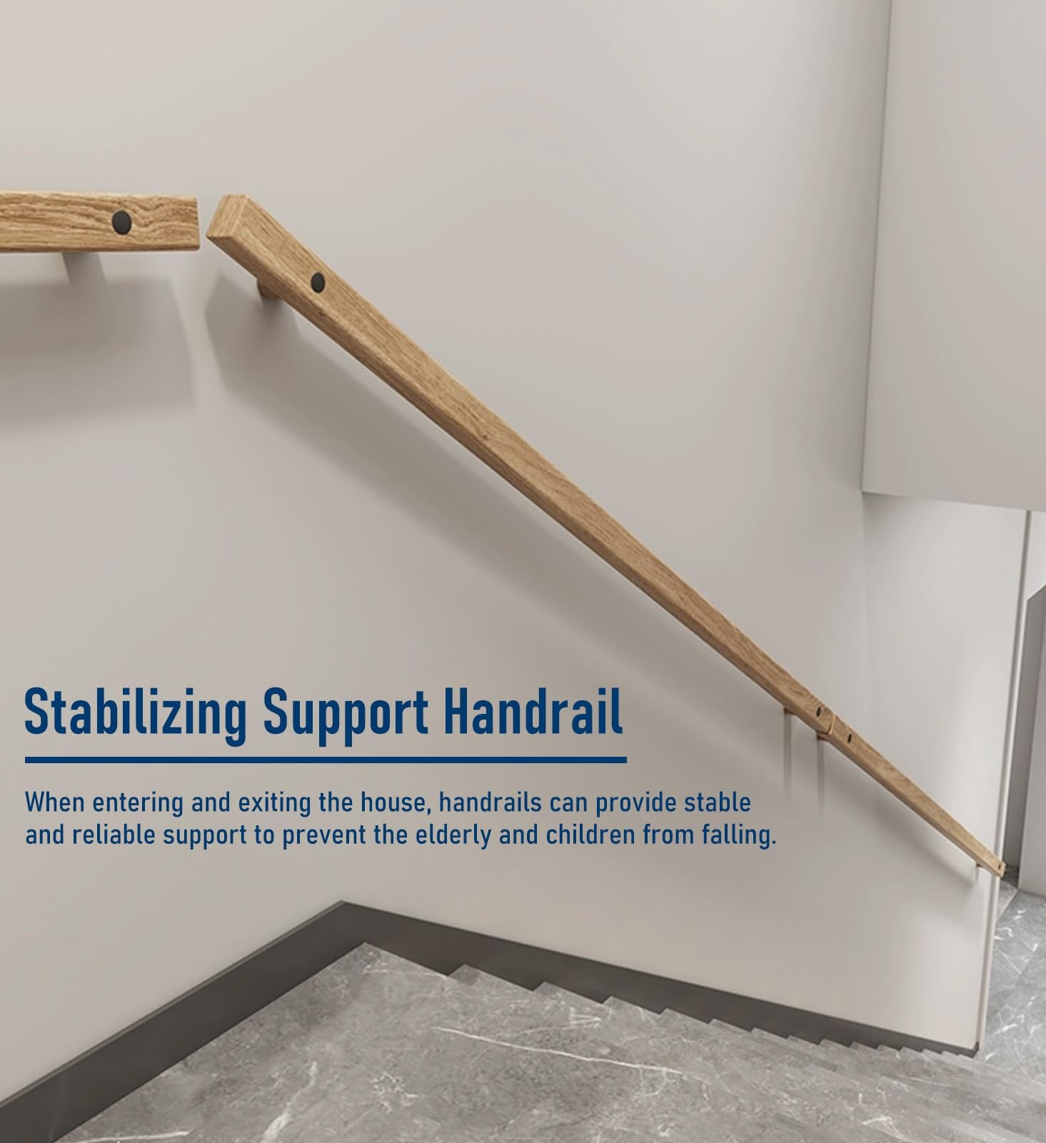 13 Fuß Lange, rutschfeste, wandmontierte Holztreppe für den Innenbereich, geeignet für Senioren und Menschen mit Behinderungen, Naturholz für Haus und Garten, Flure, Terrassen und Treppen