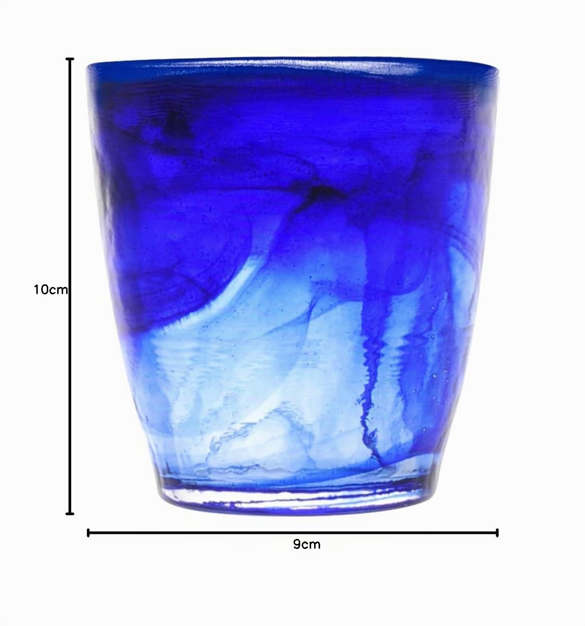 H&H Alabastro-Juego de 6 Vasos, Cristal, 230 ml, Azul Cobalto