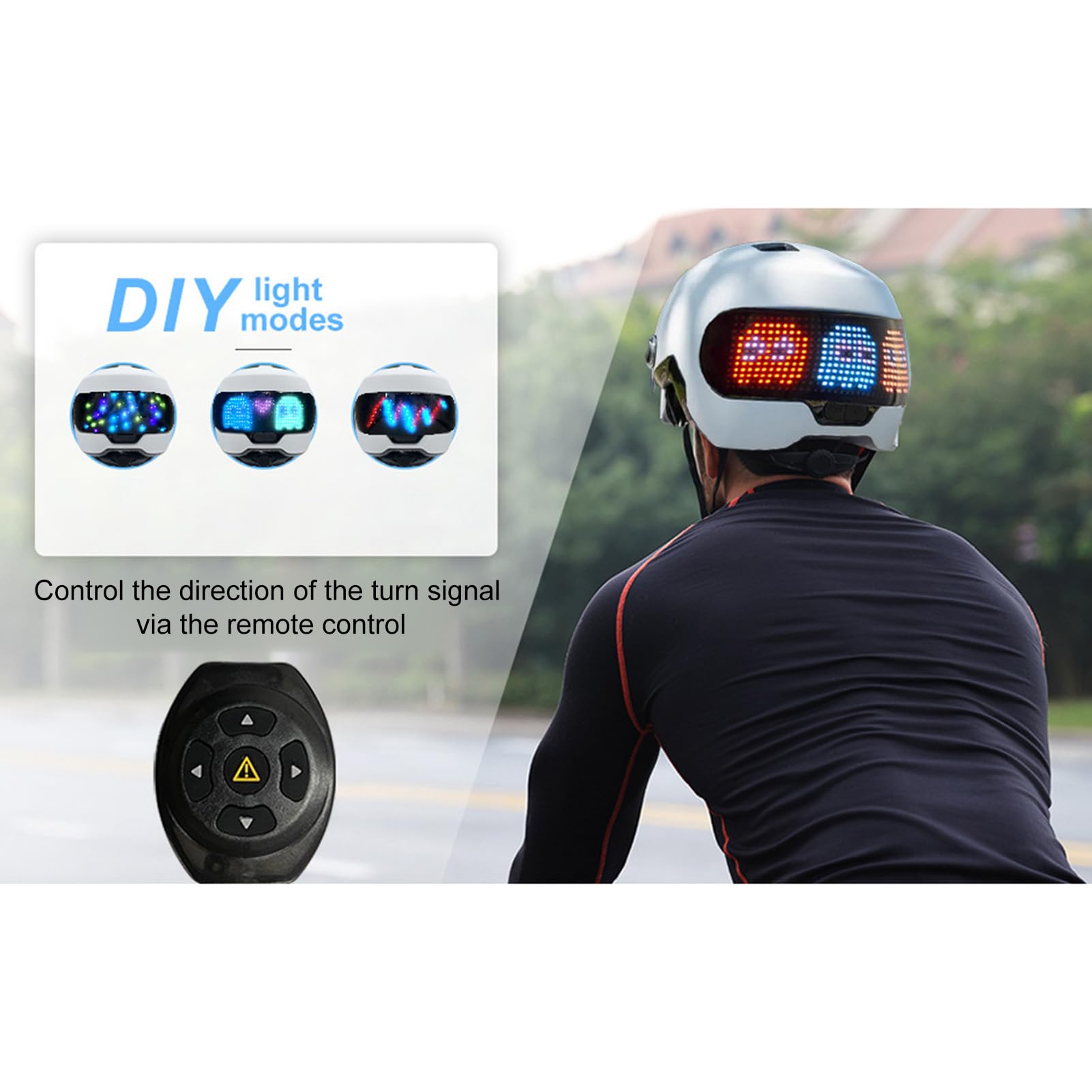 Casco de Bicicleta LED Casco de Bicicleta Carretera Ciclismo Pantalla Visualización DIY Visera Ajustable Batería Ligera 800 MAh Protector PC ABS para