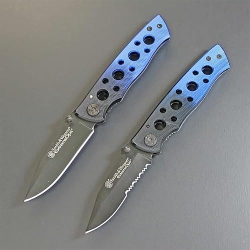 Miniatura 4 de Smith & Wesson Extreme Ops CK111S Cuchillo plegable de 7.3 pulgadas SS con hoja de punta de clip dentada de 3.1 pulgadas y mango de aluminio para