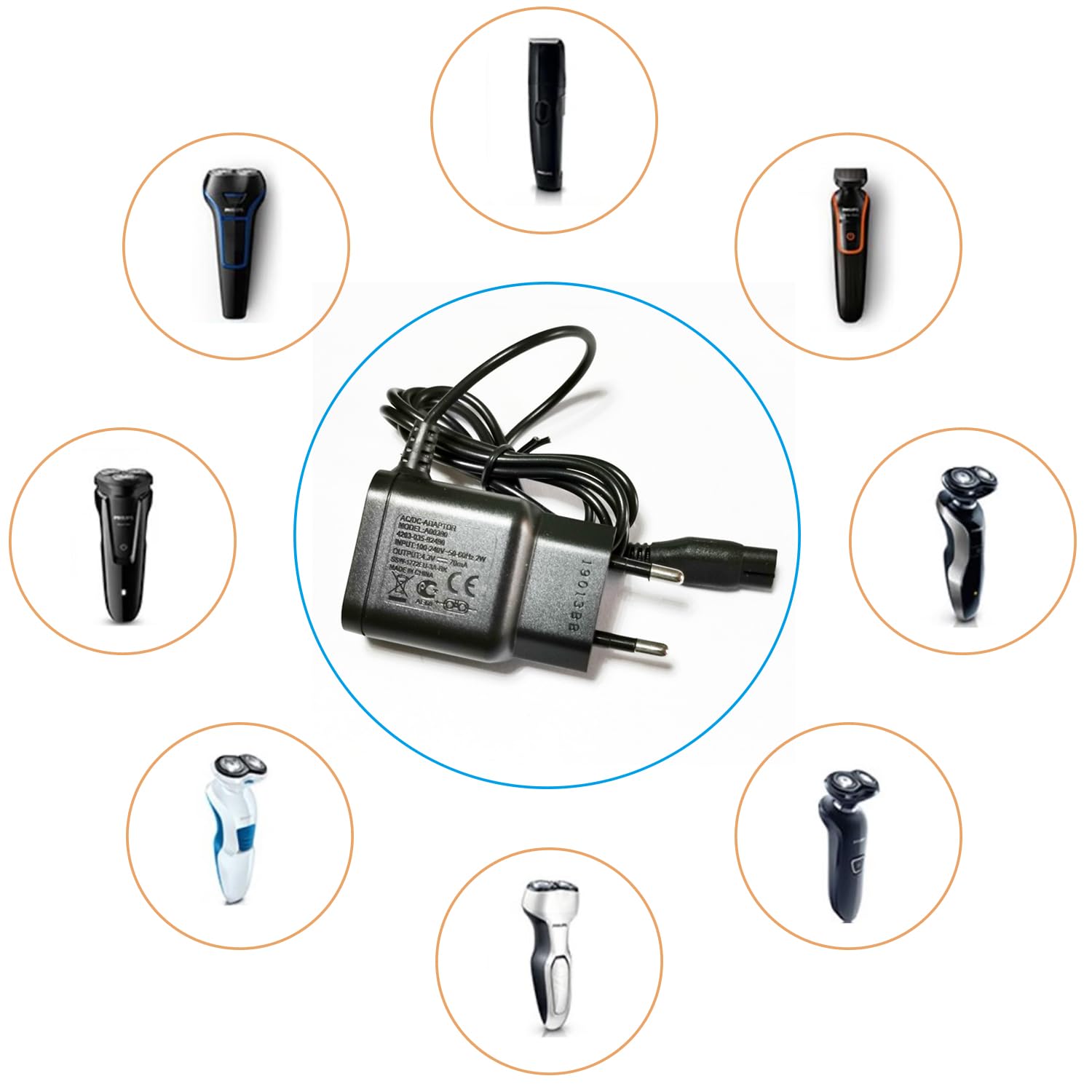 Caricatore per Rasoio, Caricabatterie Afeitadora per Philips,4.3v 70ma Cavo Rasoio Caricatore Alimentatore, Cavo di Ricarica Sostitutivo del Rasoio