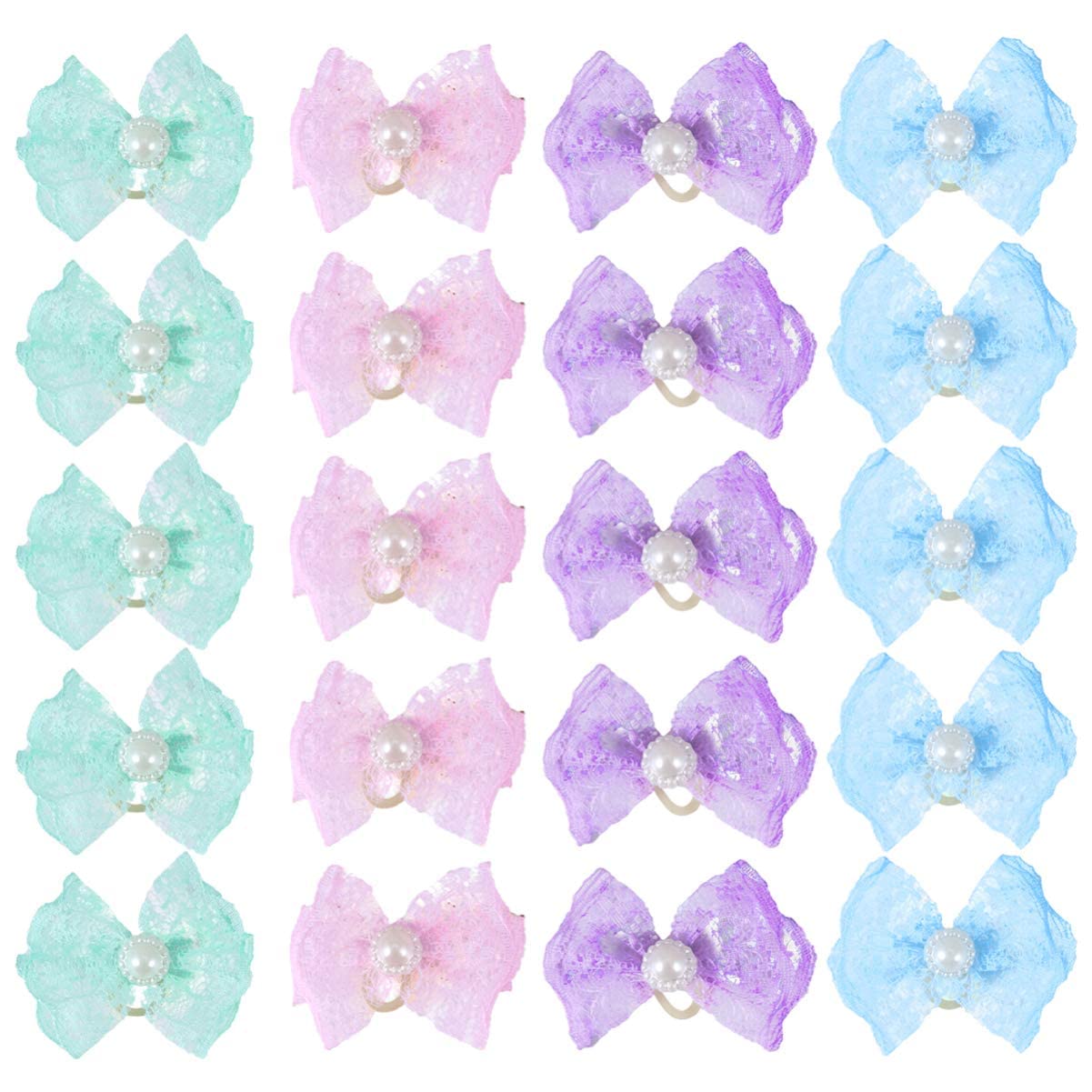 MAKINGTEC Dog Bows, Adorable Rubber Hair Band, Dog Bowknot Headwear for Pet Puppy Dog Cat Grooming Accessories Beautiful Handcrafted Bowtie Pet Dog and Cat Adjustable Bow Tie (20pcs)