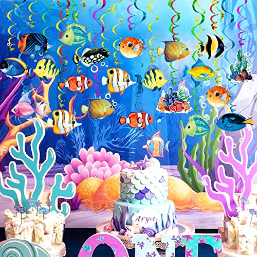 Tropical Fish Hanging Swirls 30 Pack Foil Ceiling Hanging Swirls Streams Banner Decorations Garland For Kids Under The Sea Ocean Baby Shower Celebrating Events Birthday Party Supplies Room Wall Decor #TOP5
