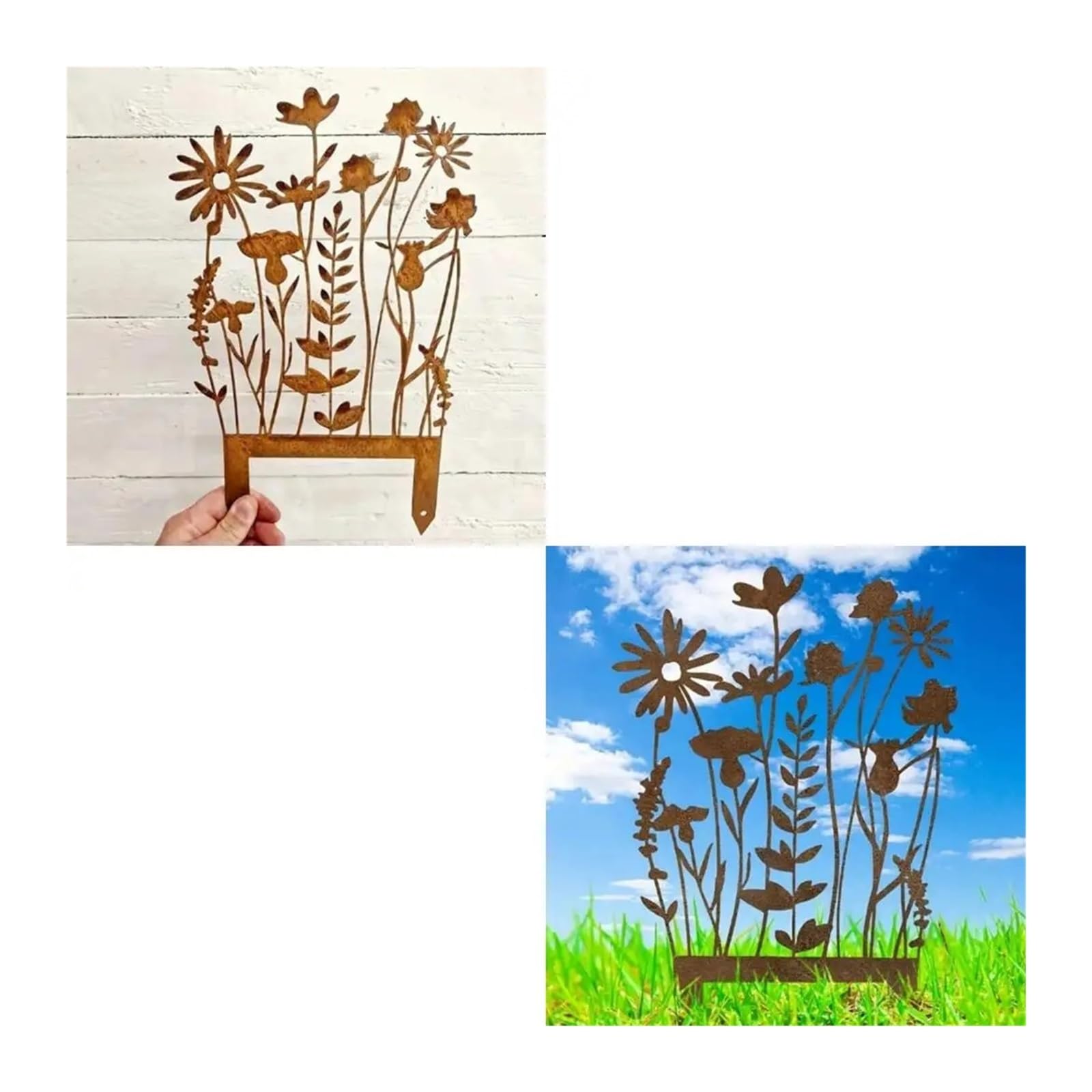 YONMLEDO Metal Flower Stakes Modern Flower Stake Outdoor Decoration For Gardens Quick Installation