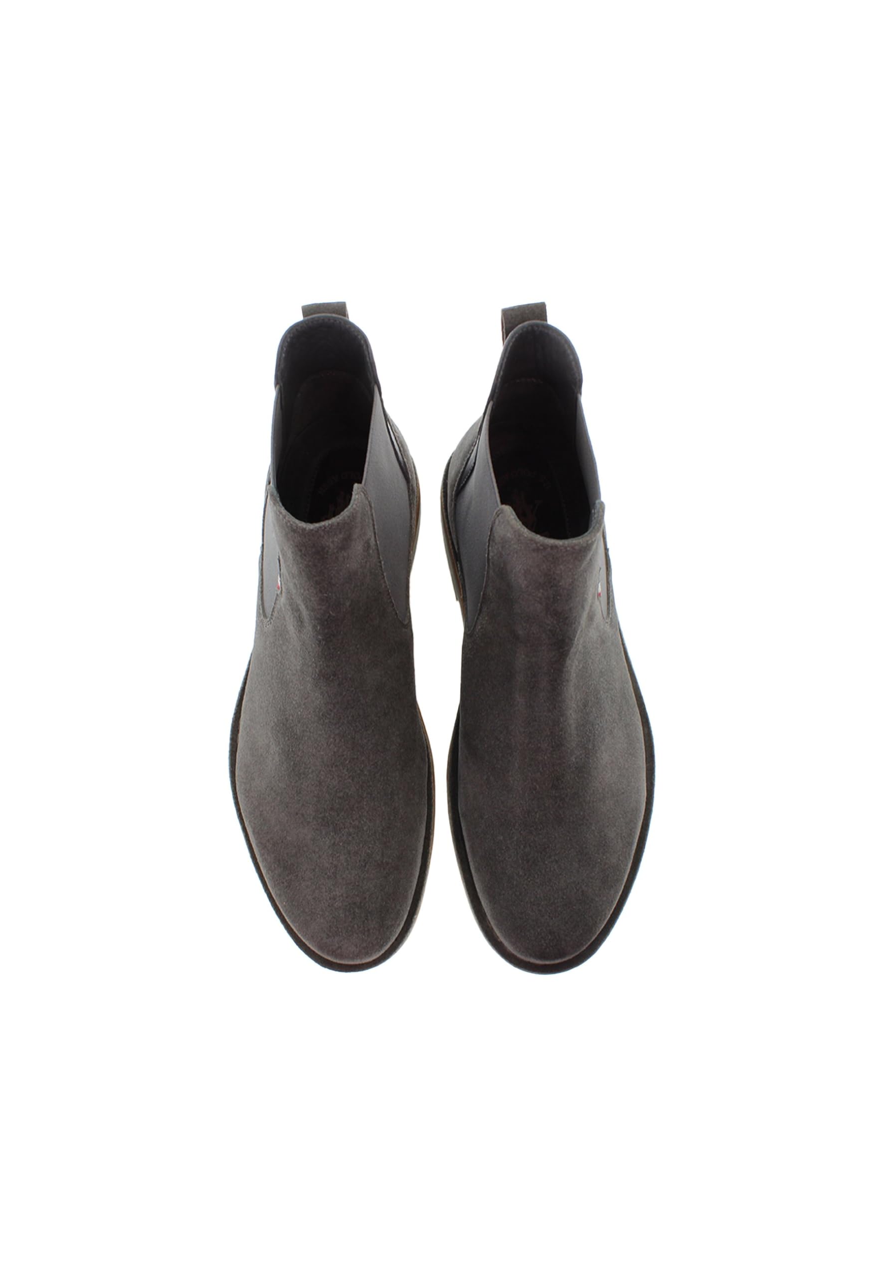 US POLO ASSN Stivaletti Chelsea da Uomo in Camoscio Grigio, Fodera in Pelliccia Sintetica, Suola in Gomma, MUST009, Taglia 45, Stile Casual, per Uso Quotidiano