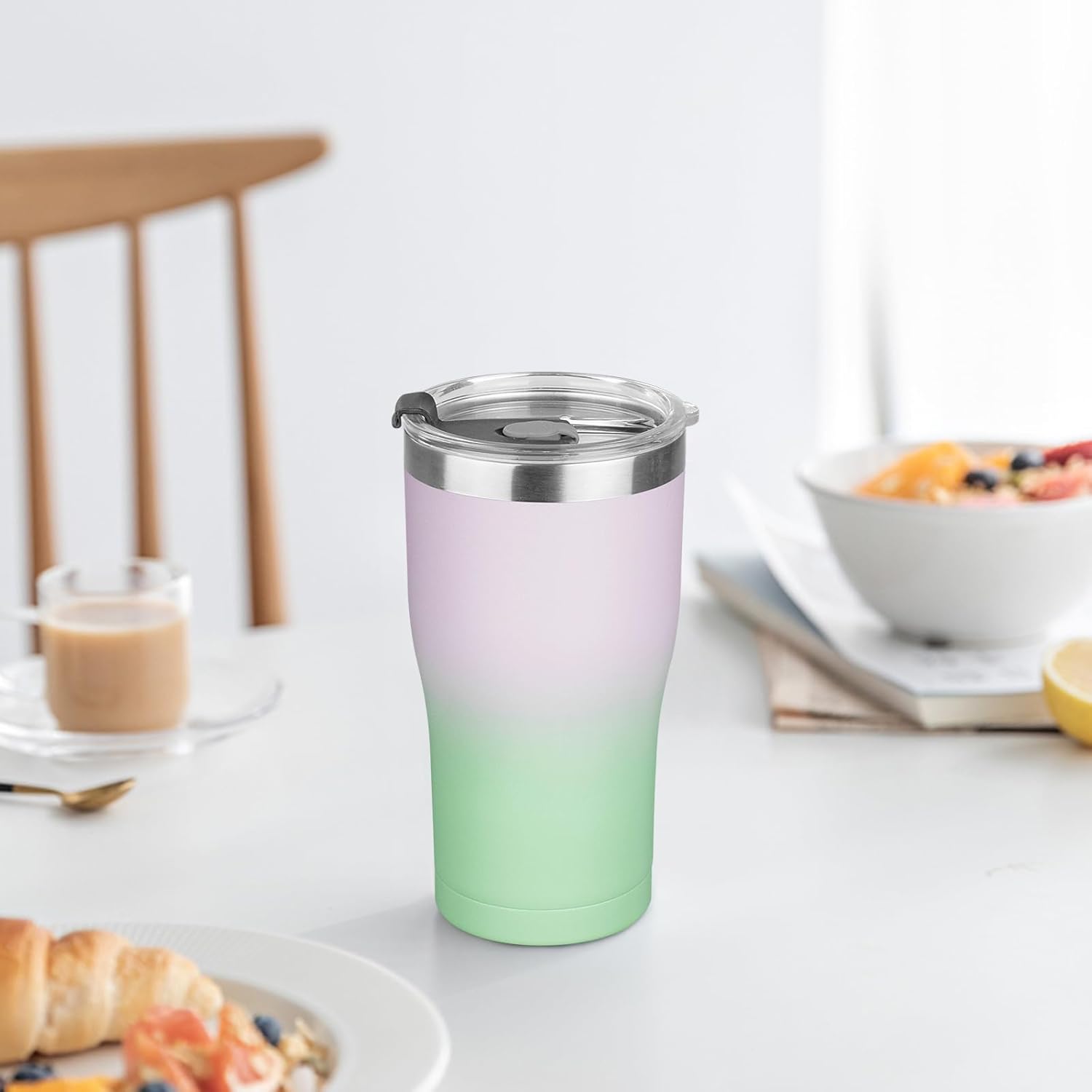 MEZMUT 1 Pack 20oz Insulated Coffee Tumbler with Lids and Straws Double Wall Vacuum Insulated Cup Stainless Steel Travel Mugs Leakproof Powder Coated Tumbler for Indoor Outdoor(Candy Color) - Image 7