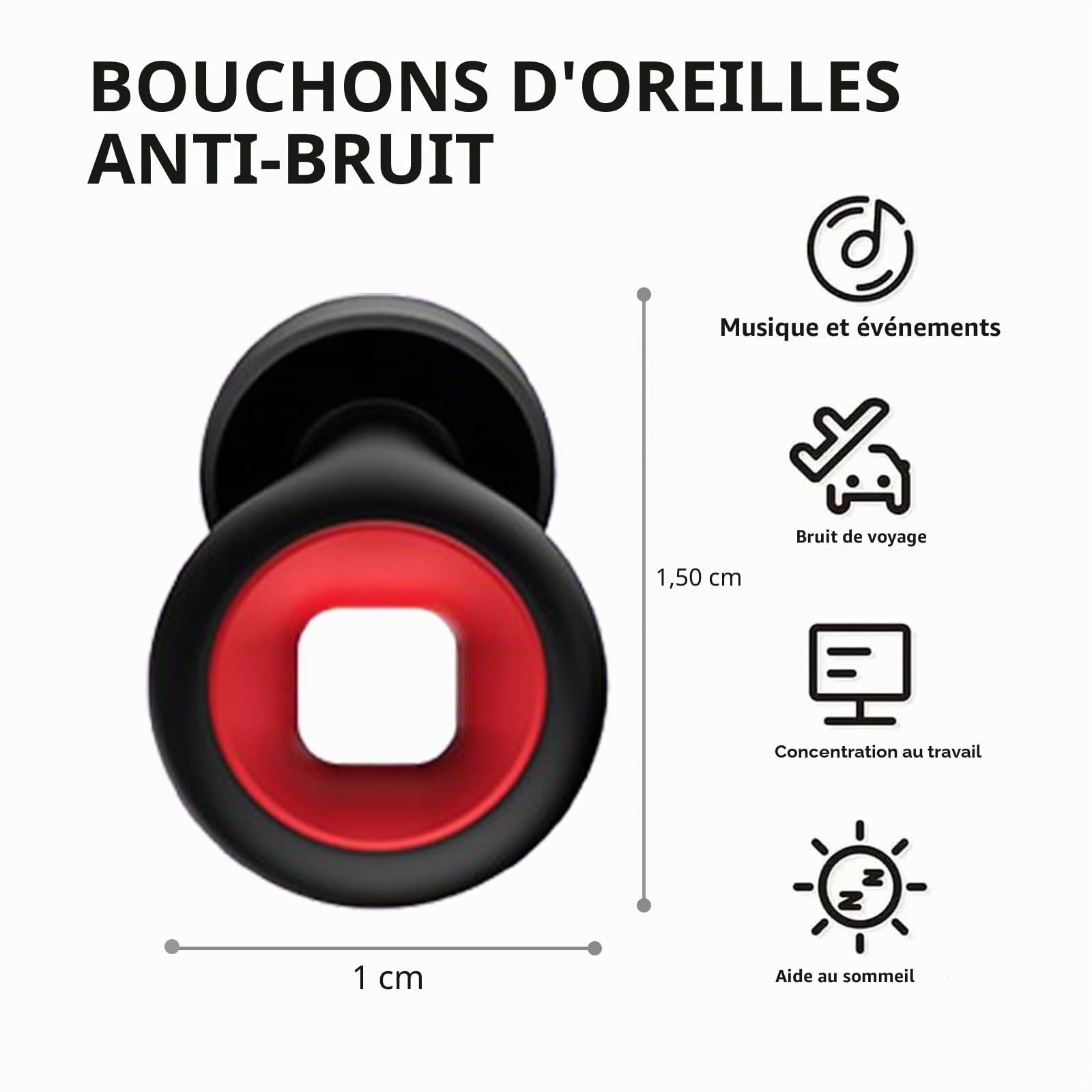 Bouchons d’Oreille, 1 Ensemble Bouchon d’Oreille Protection Auditive, Réutilisables et Ultra Confortables pour Artevive Moto Earplugs, Silicone Flexible pour Sommeil, Concerts, 6 Embouts