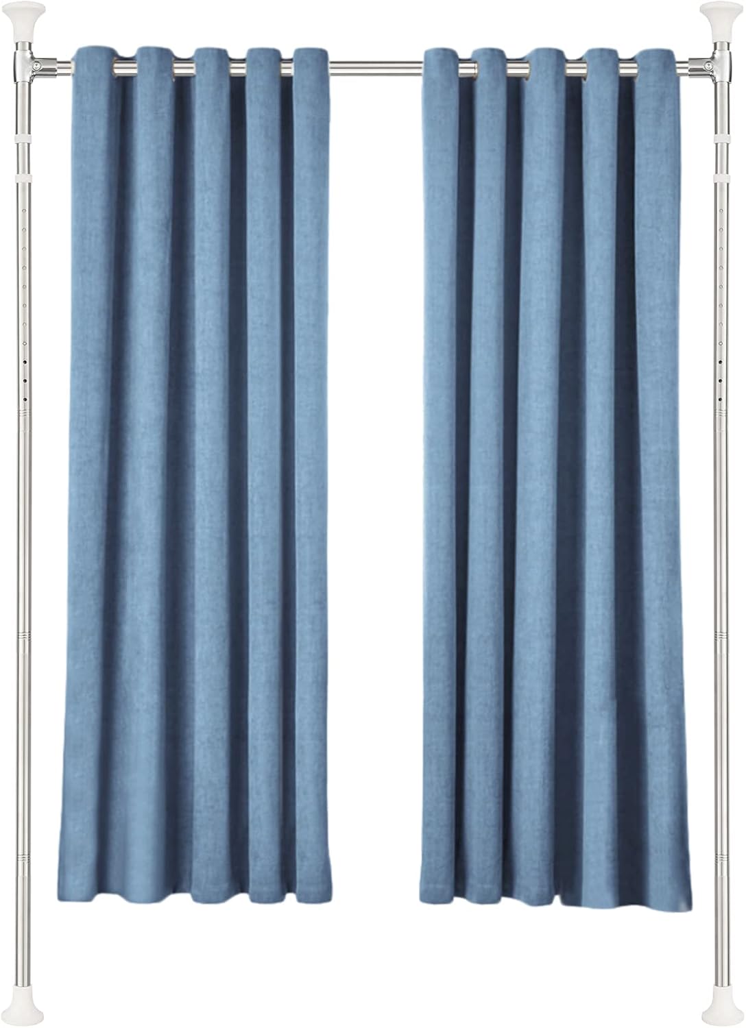 FLY HAWK Room divider curtain rod，No drilling Expandable Room Divider, Tension Curtain Rod, Damage Free, maximum extension 70 to 125 inch Silver…