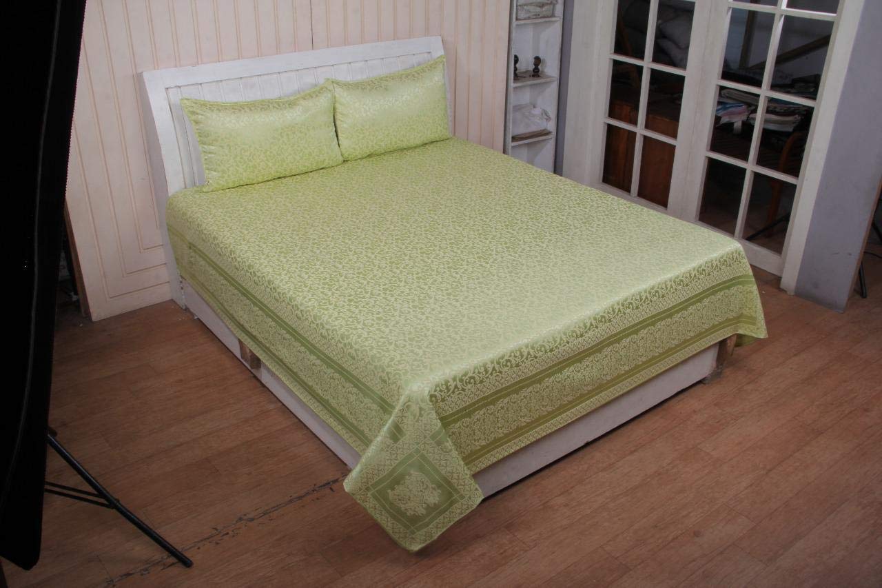 Girishas Trend 100% Cotton Satin Silk Super Soft 240TC Soild Color Printed Bedsheet for Double Bed King Size with 2 Pillow Cover 100X110 Inches - (Green) (B093ZP3G4M) Amazon Price History, Amazon Price Tracker