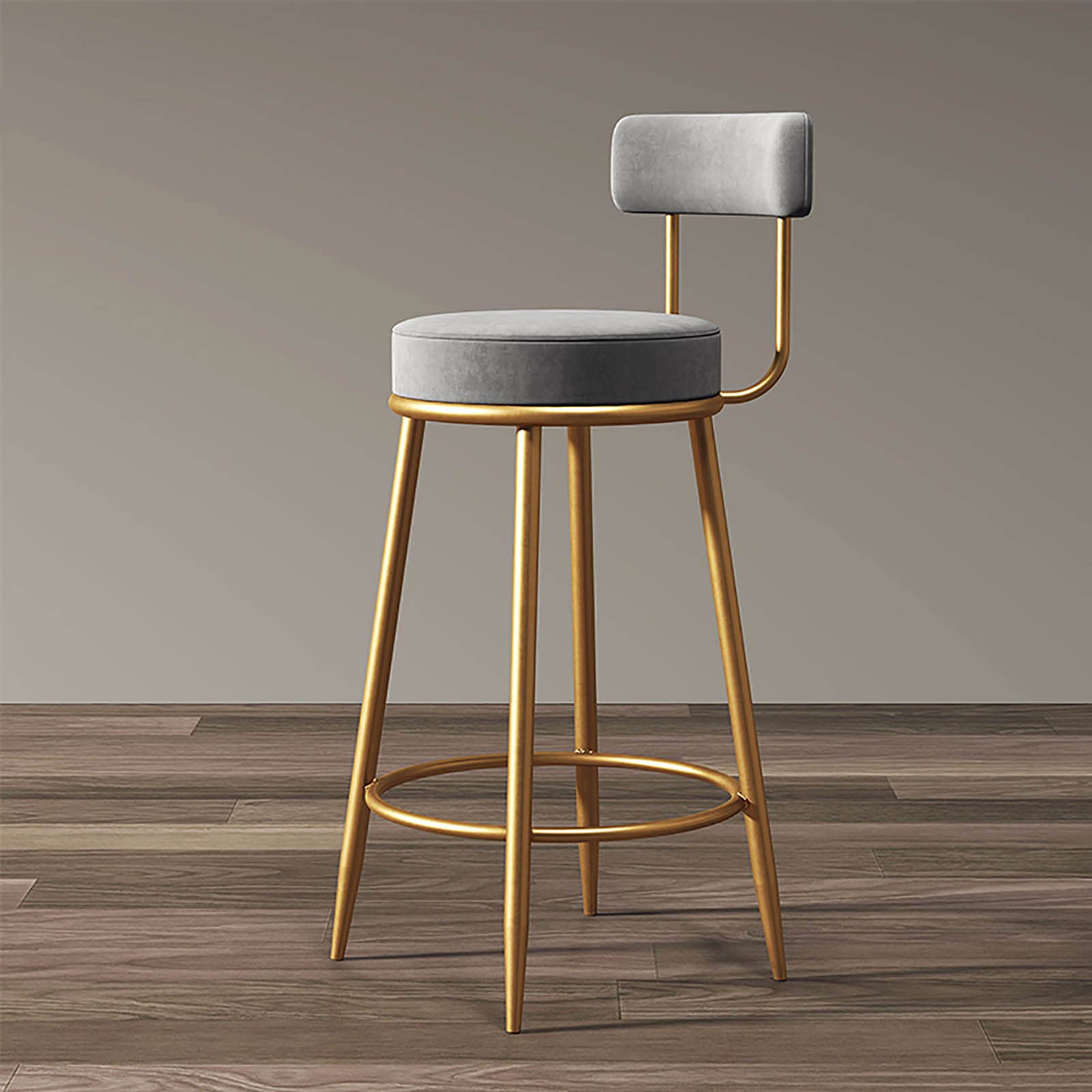Tabourets de bar velours 65 cm lot de 2 avec dossier et accoudoirs DASHADAO pour cuisine