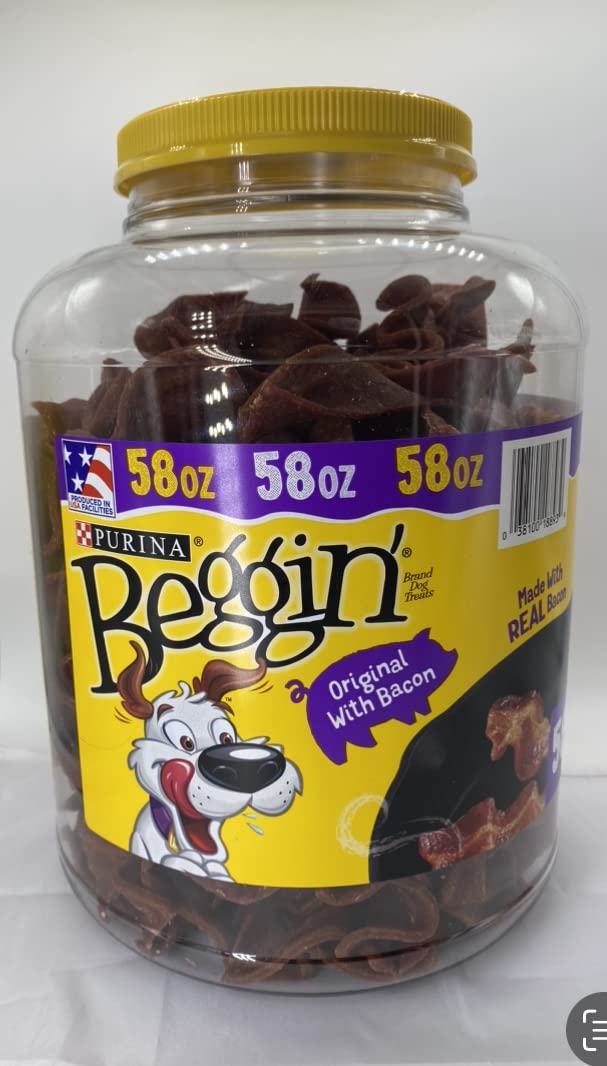 Purina Beggin Original Strip with Bacon 58 0z Treat.
