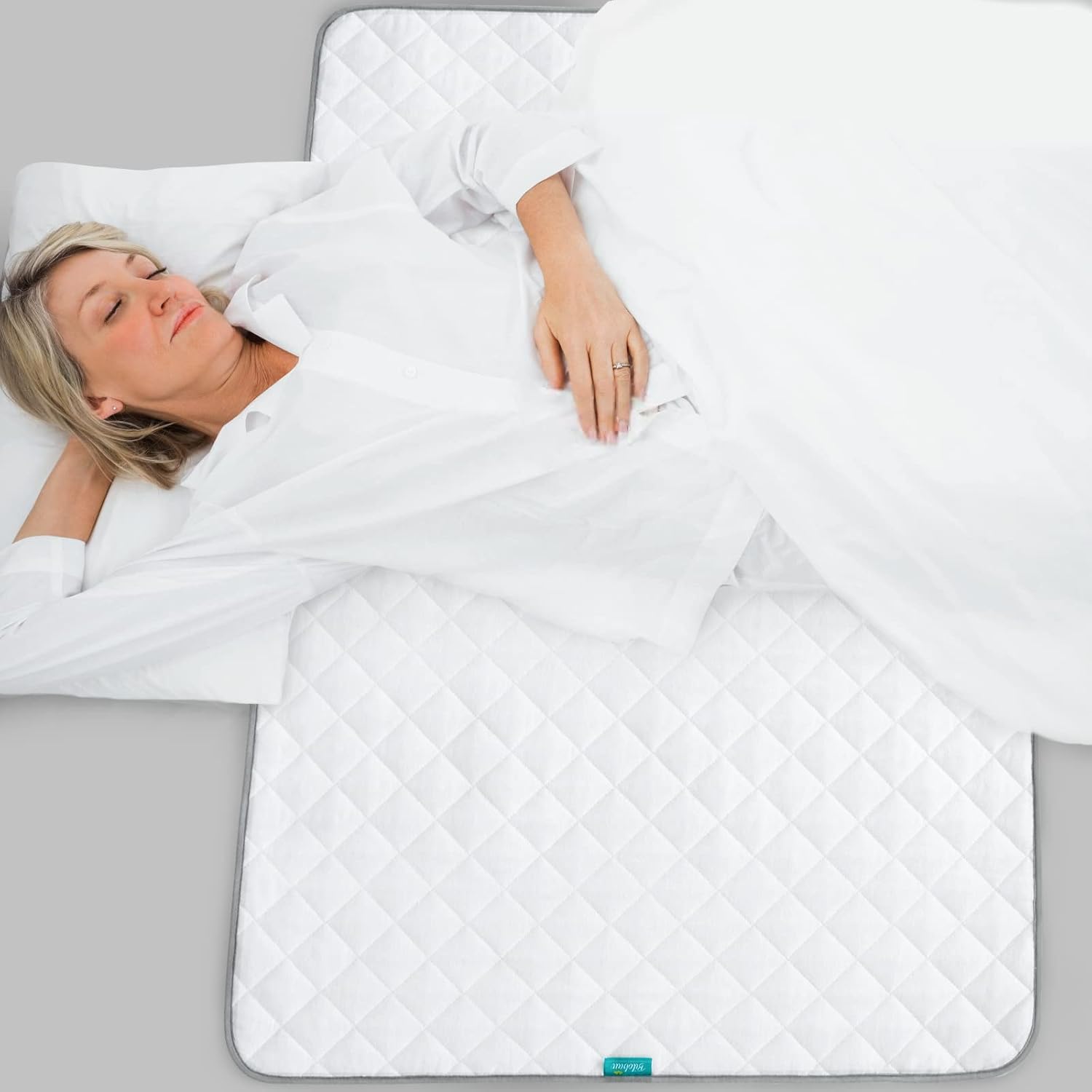 Waterproof Mattress Protector 34" x 52", Non-Slip & Washable Mattress Pad, 4 Layers Incontinence Bed Pads for Elderly, Kids and Women, Pee Pads for Dogs, White