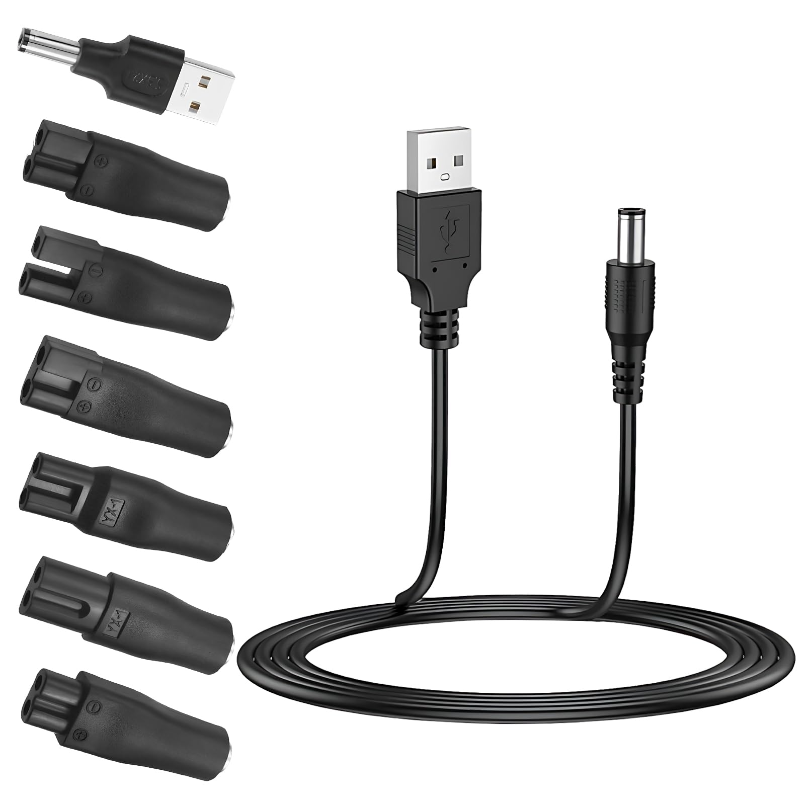 Set di 8 adattatori per rasoio elettrico da 5 V, per rasoio elettrico, rasoio, dispositivi di bellezza, parrucchiere e purificatore d'aria
