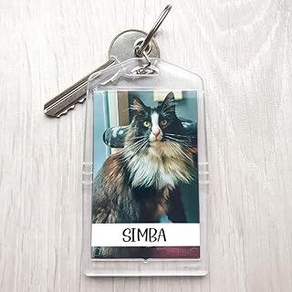 My Pretty Little Gifts Personalised Pet Photo Keyring - Add Any Name - Dog or Cat or any Animal Photo Key Ring