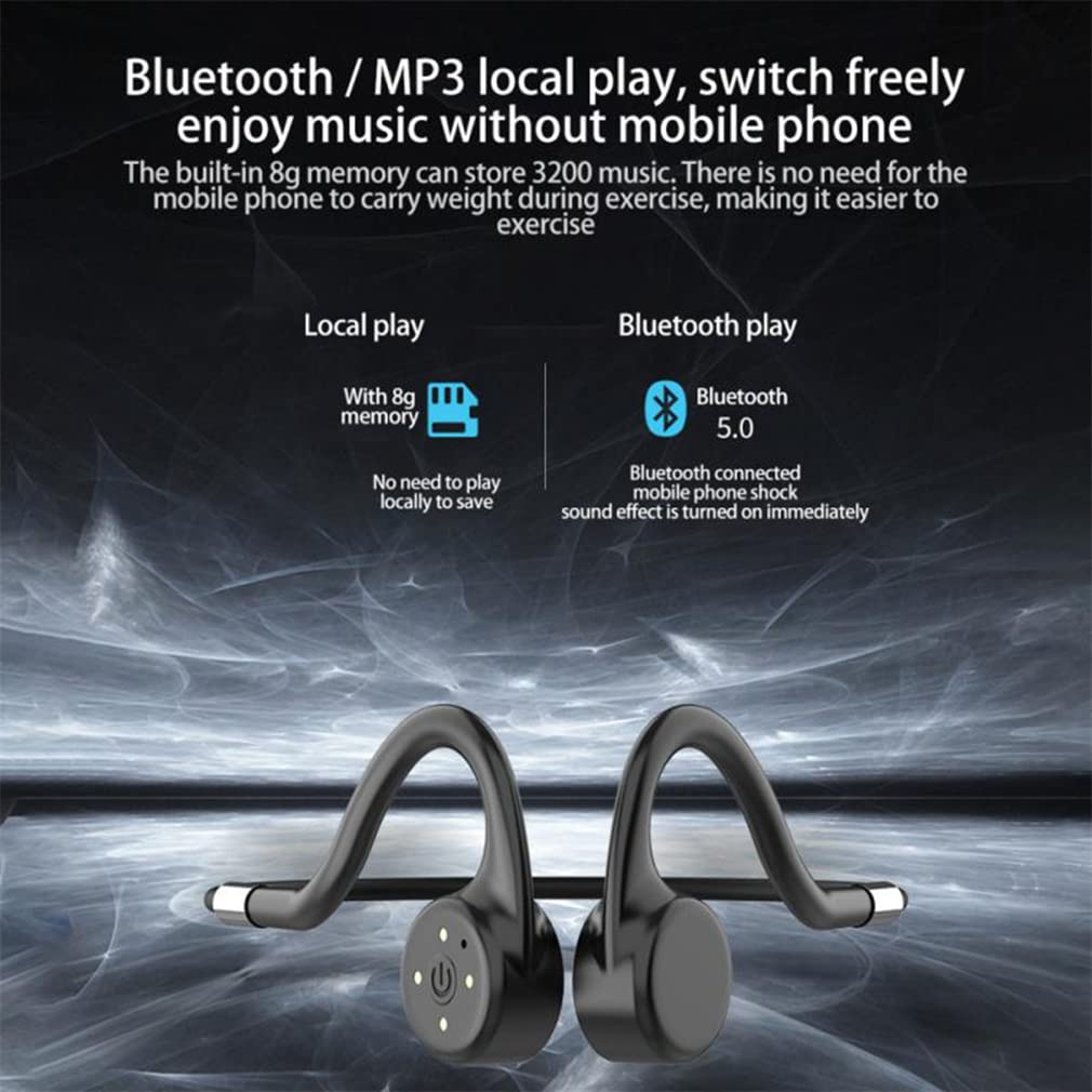 Écouteurs Bluetooth De Conduction Bluetooth, Casque De Sport sans Fil, pour La Course À Pied De Randonnée À Vélo, IPX8 Imperméable, Intégrée À La Mémoire 8G