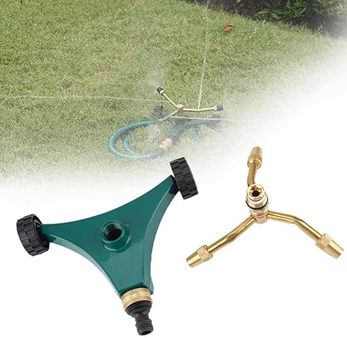 Miniatura 8 de Aspersor de césped de tres brazos, aspersor giratorio G, auto con ruedas móviles, riego de césped y techo