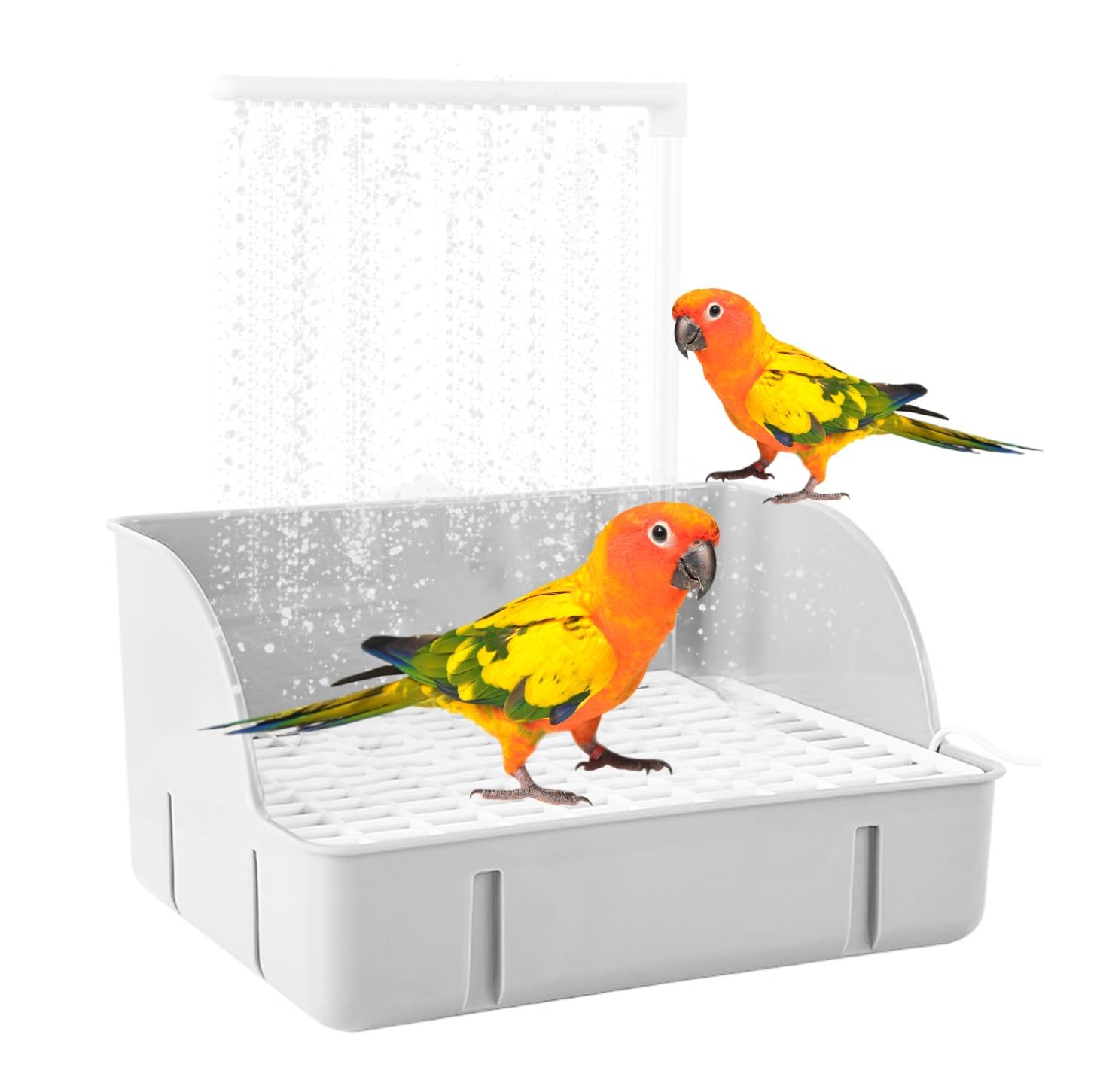 Electric Large Bird Bath With USB Pump - Waterfall Shower For Parrots & Pet Birds (Green)