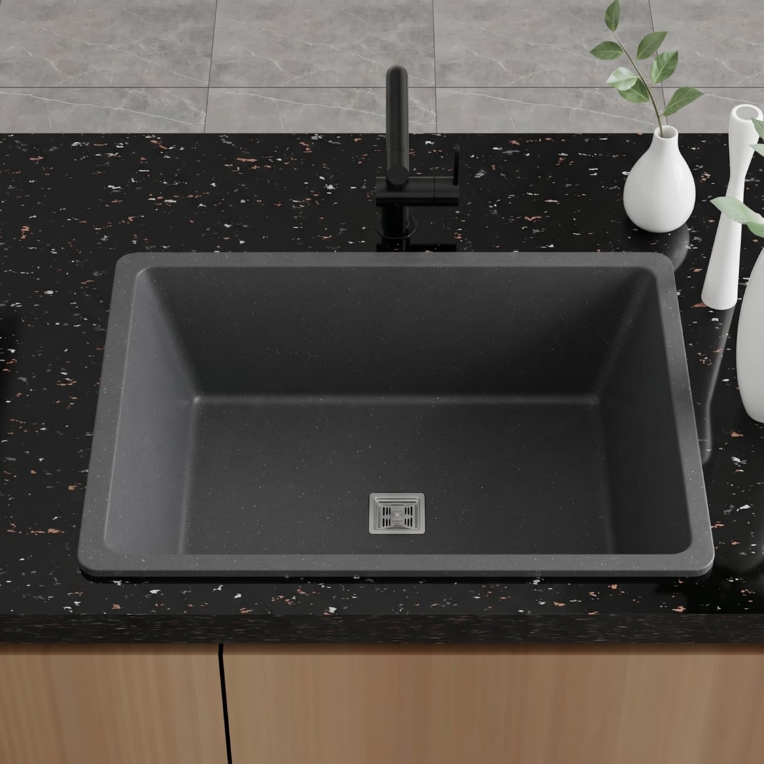 QUALITO Quartz Kitchen Sink - Durable & Soundproof -2