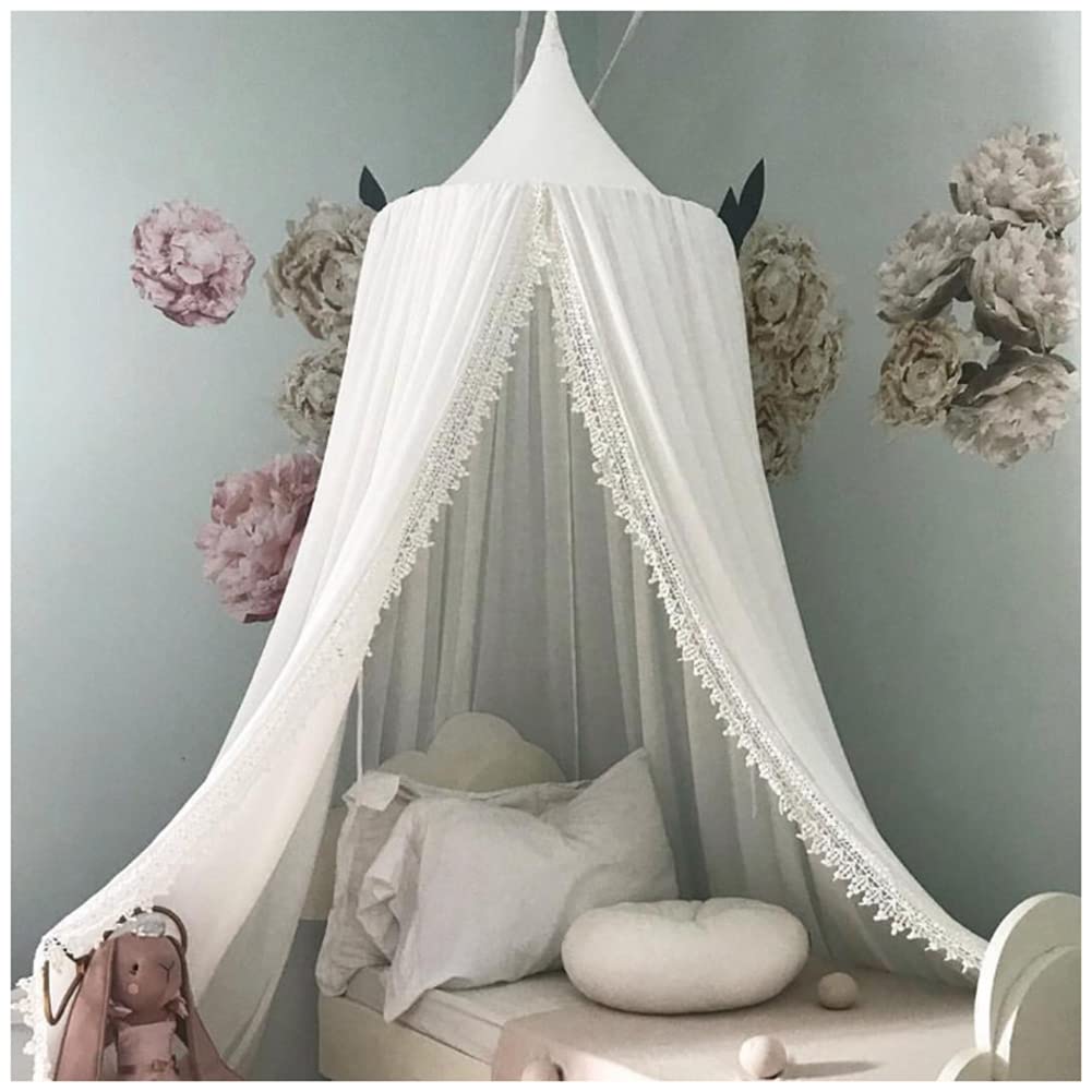 Betthimmel, Baby Baldachin Betthimmel Kinder Bett Aus Chiffon Insektennetz Deko Moskitonetz für Kinderbett Hängende Moskiton für Schlafzimmer Ankleidezimmer Spiel Lesen Zeit,Weiß,(Höhe: 240cm)