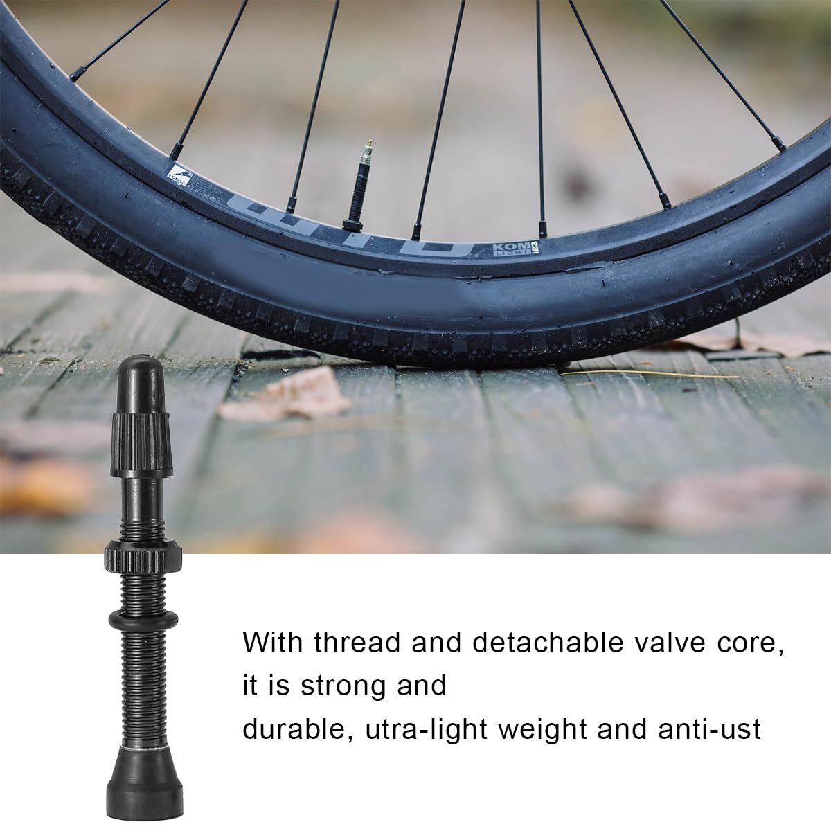 Zawór bezdętkowy, zawór bezdętkowy MTB, 2 sztuki zaworów bezdętkowych, zaworów bezdętkowych, zaworów bezdętkowych, zaworów bezdętkowych do wentyli (czarny, 34 mm)