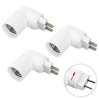 QWORK E26/ E27 Light Sockets with Switch, Pack of 4 Standard US Maximum Wattage 60W, 180 Rotatable Plug, Suitable for Studio, Wall Lights, Bar, Bedroom, Basement, and More