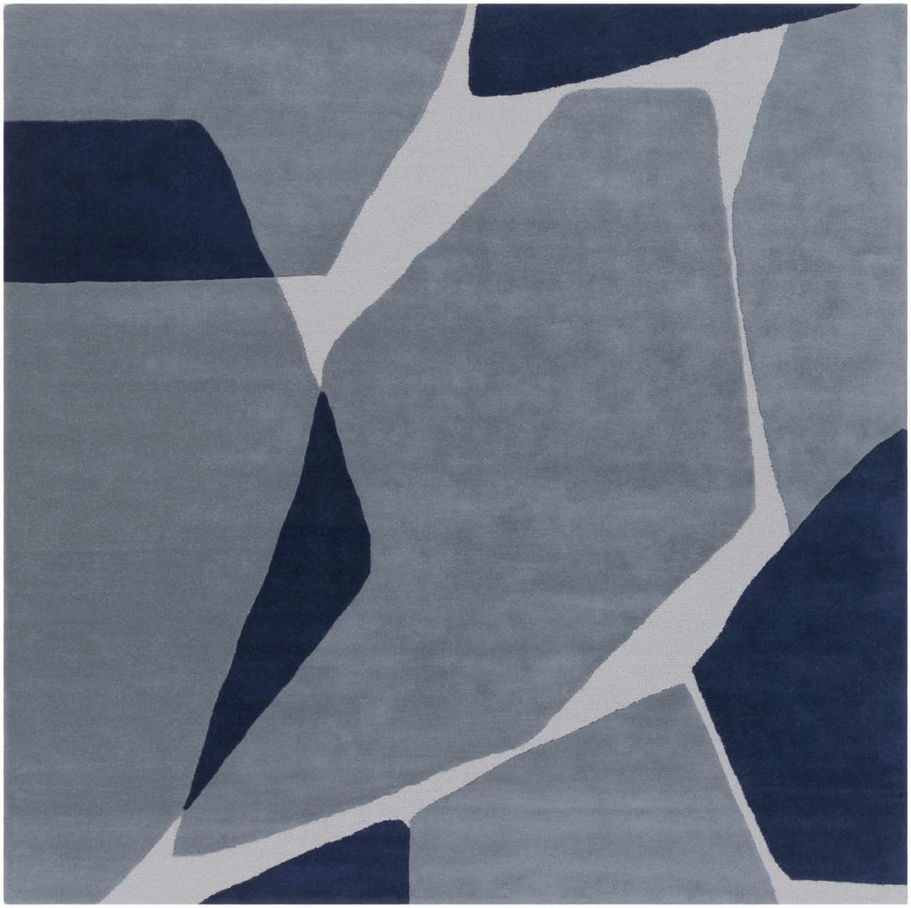Modern Abstract Blue Area Rug 9x12 ft | Geometric Hand Tufted Living Room Carpet