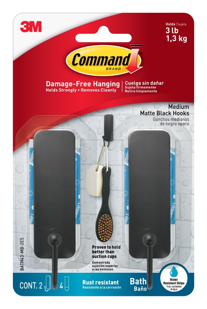 Command Bath Hooks - Satin Nickel -13 Command Bath Hooks - Satin Nickel -13