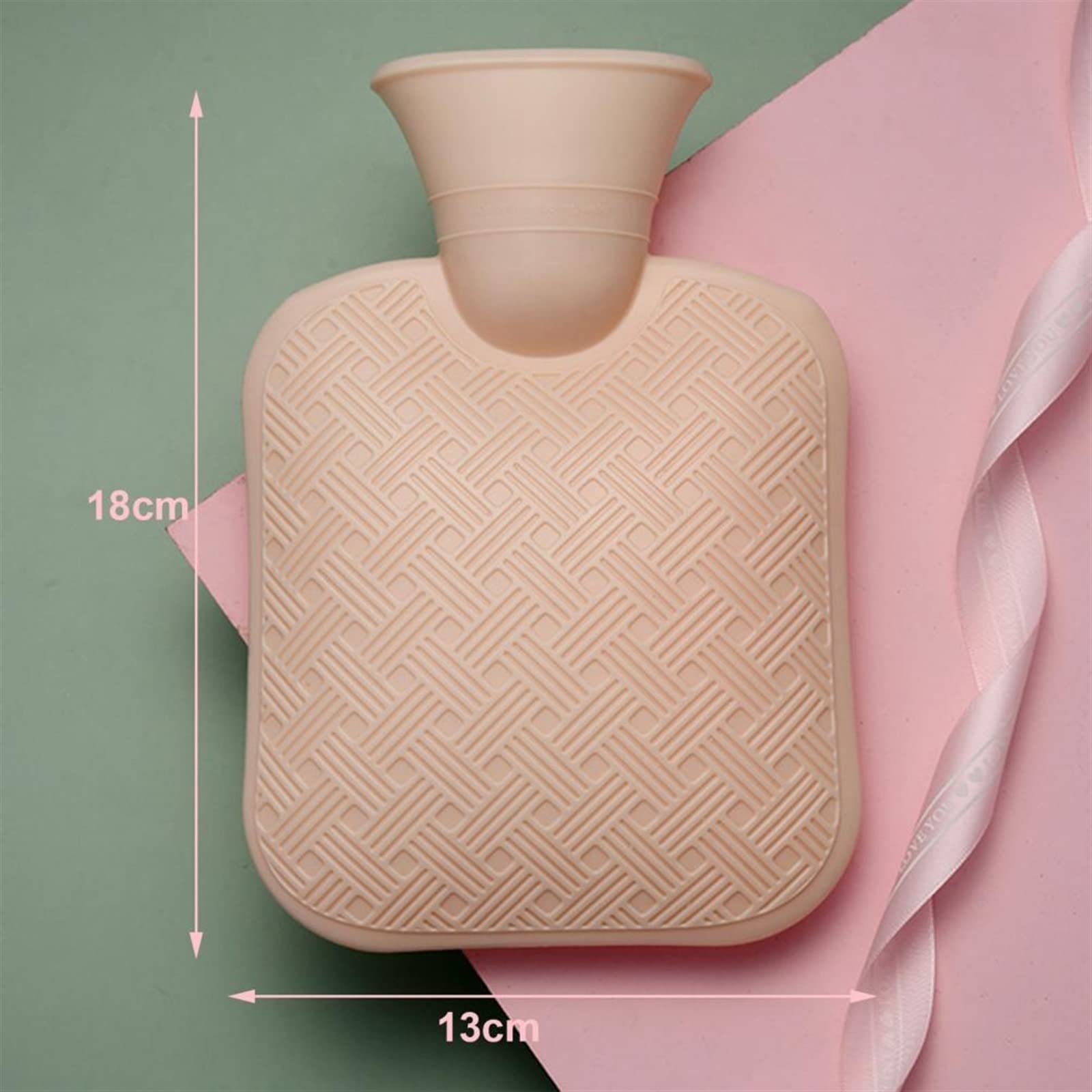 Botella de agua caliente apertura amplia, cómoda bolsa clásica multiusos, calentador manos y pies for aliviar el dolor hombros cuello(Pink)