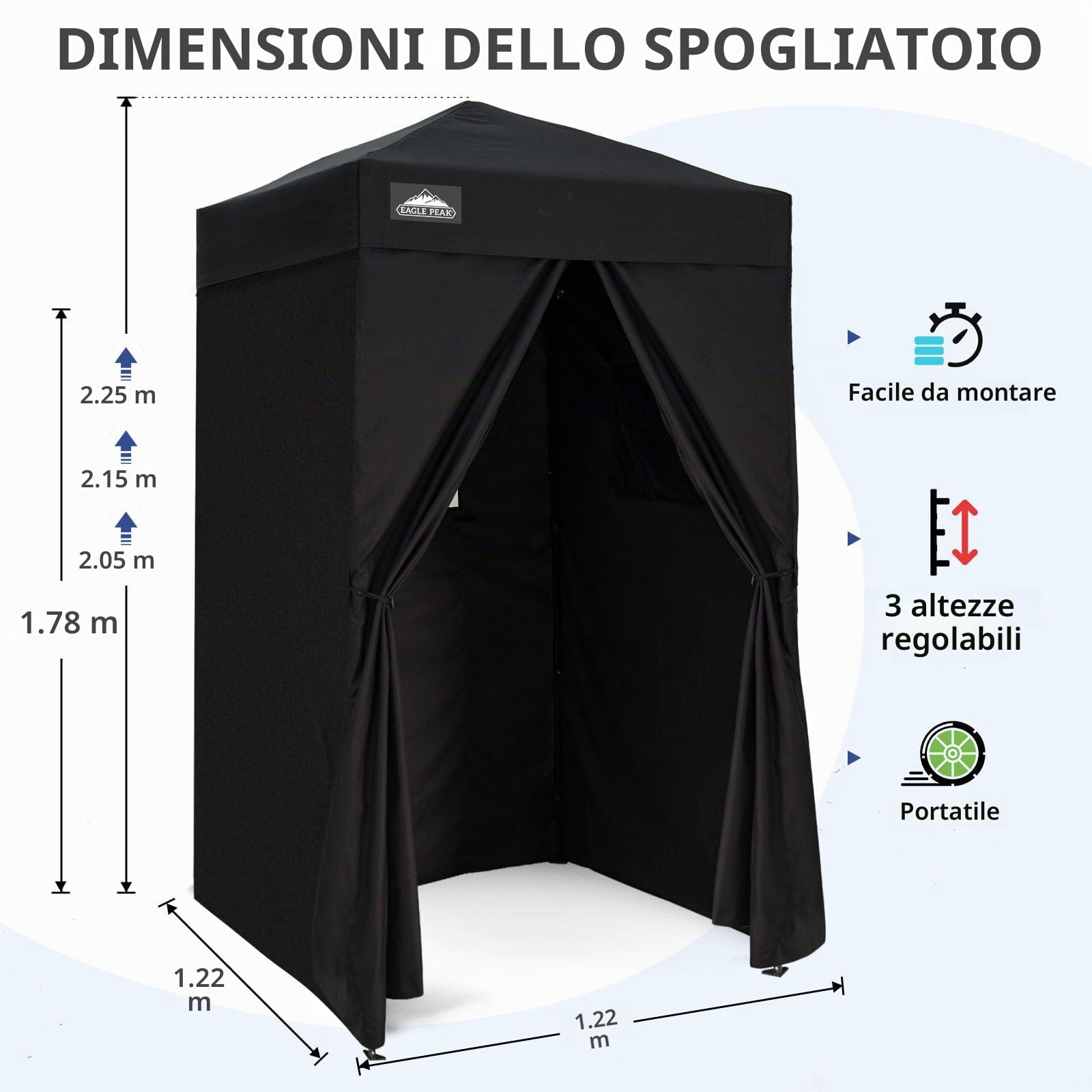 EAGLE PEAK Flex, tettoia ultra compatta da 1,2 x 1,2 m, spogliatoio, portatile, per la privacy, per piscina, servizi fotografici alla moda o campeggio (nero)