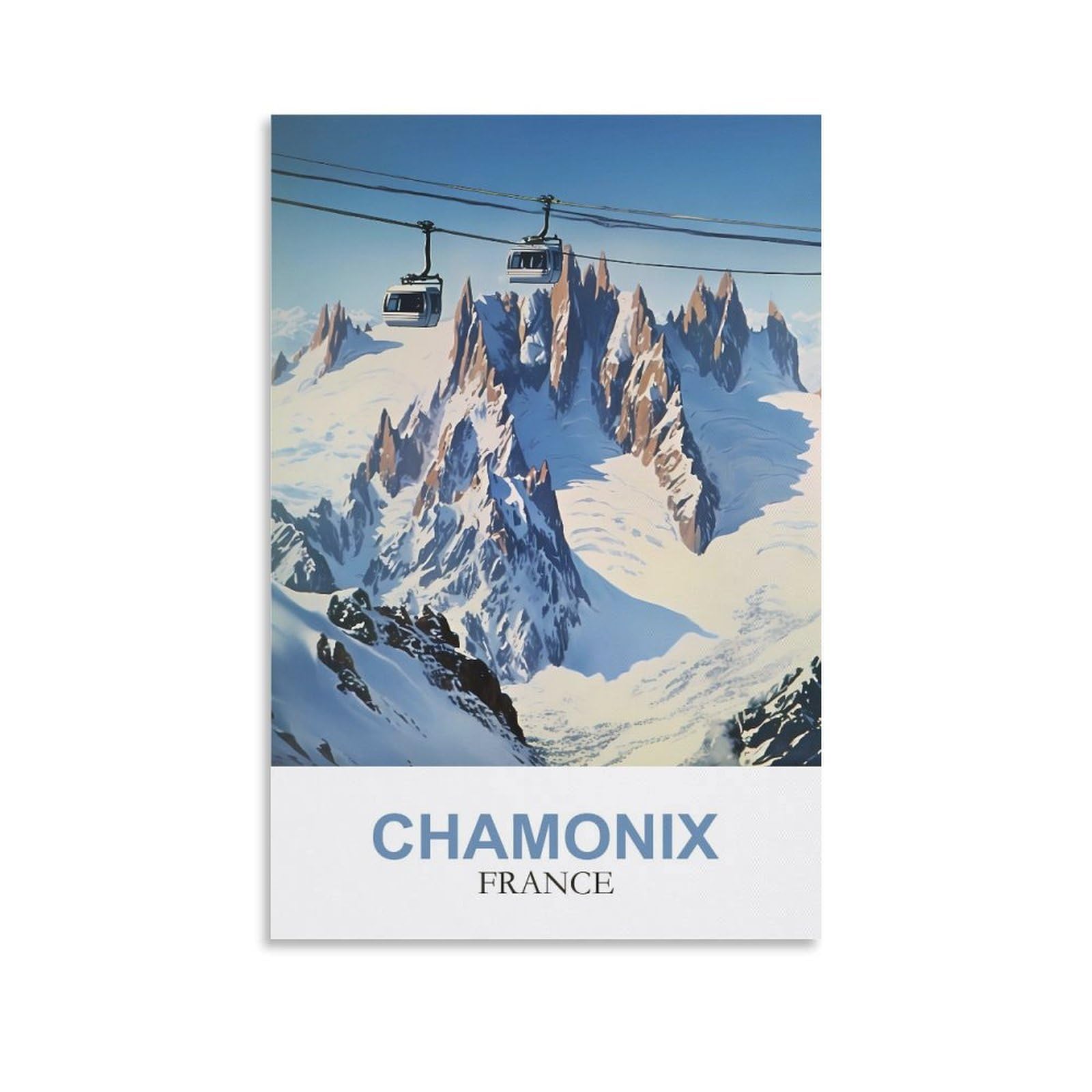 Clfmhnas Unframe-Style Chamonix France Vintage Travel Poster 12X18inch(30X45cm) Canvas Wall Art Prints