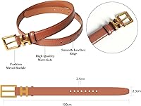 Vista 425 de Cinturón de cuero clásico con hebilla de metal para mujer con vestido de jeans Aah-negro-clásico