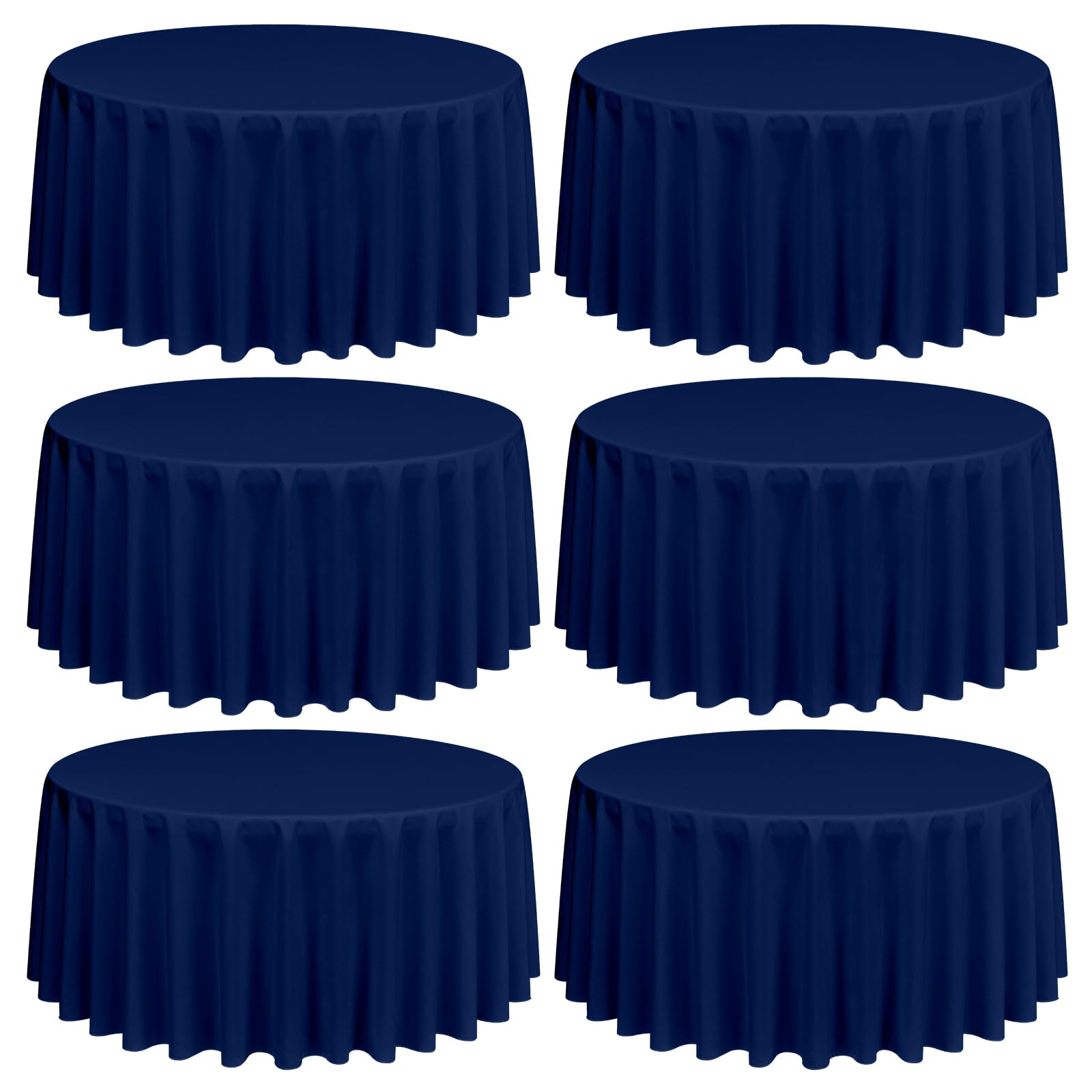 Lumaycens 6 Pack Navy Blue Round Tablecloths,90 Inch Round Table Cloth Washable and Reusable Stain and Wrinkle Resistant Polyester Fabric for Wedding Party Banquet Camping Restaurant Decoration