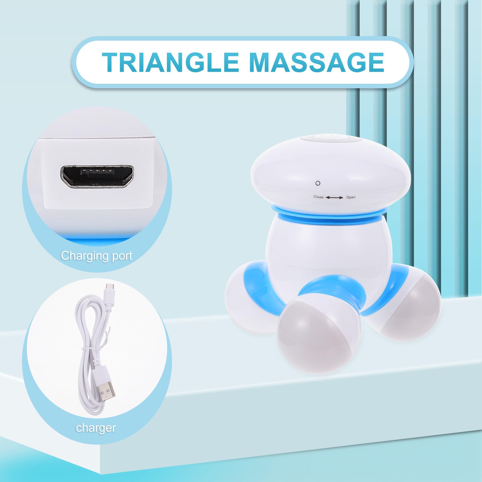 Mini Masseur Vibrant USB Bleu Physiothérapie Manuelle par Acupuncture à 3 Points pour Dos Cou et Taille Appareil Portable pour Musculaire et Fatigue Corporelle