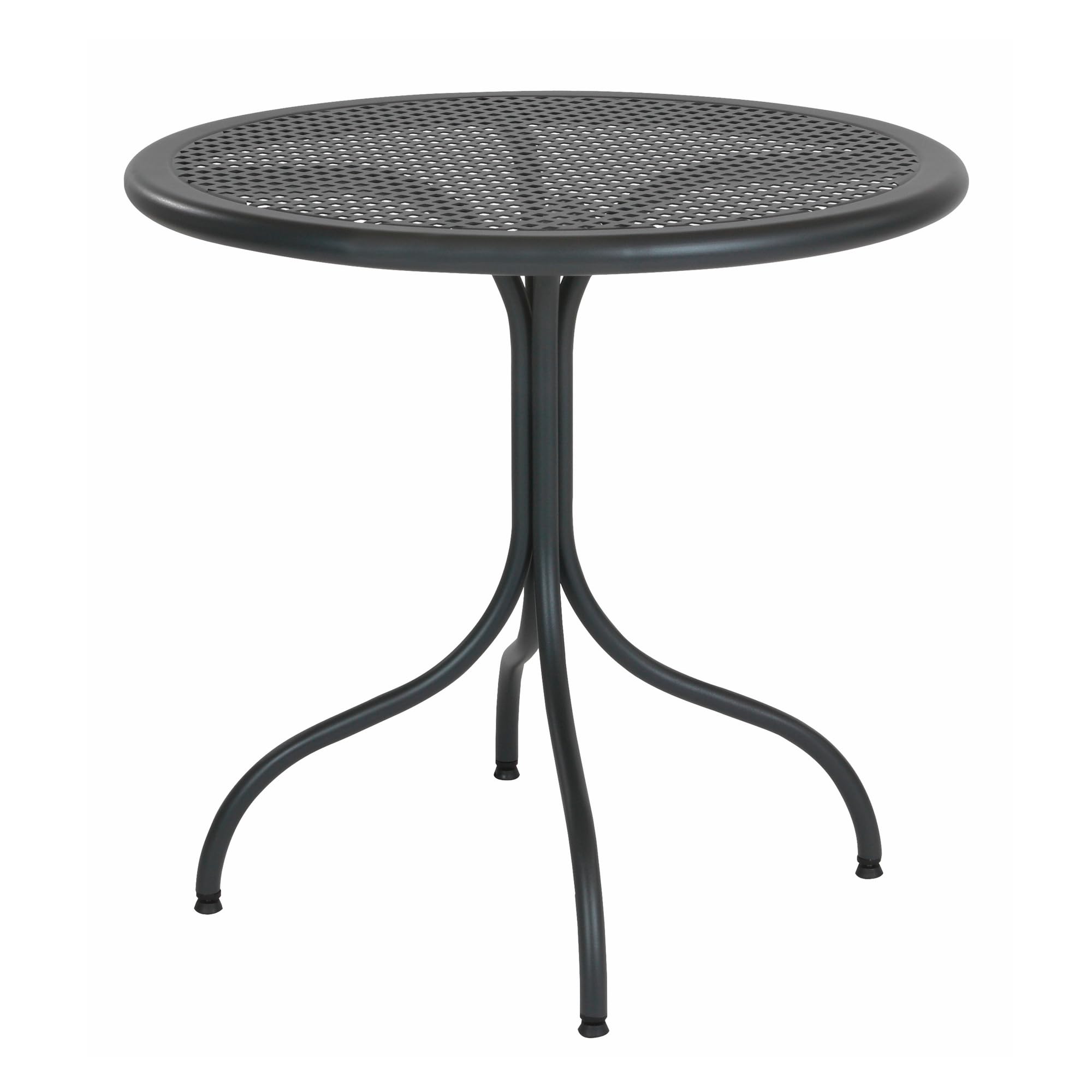 RD ITALIA Mesa redonda de jardín de metal, tablero de chapa con decoración de rombos, diámetro 80 cm, desmontable, antracita, metal acero hierro pregalvanizado, producción propia italiana