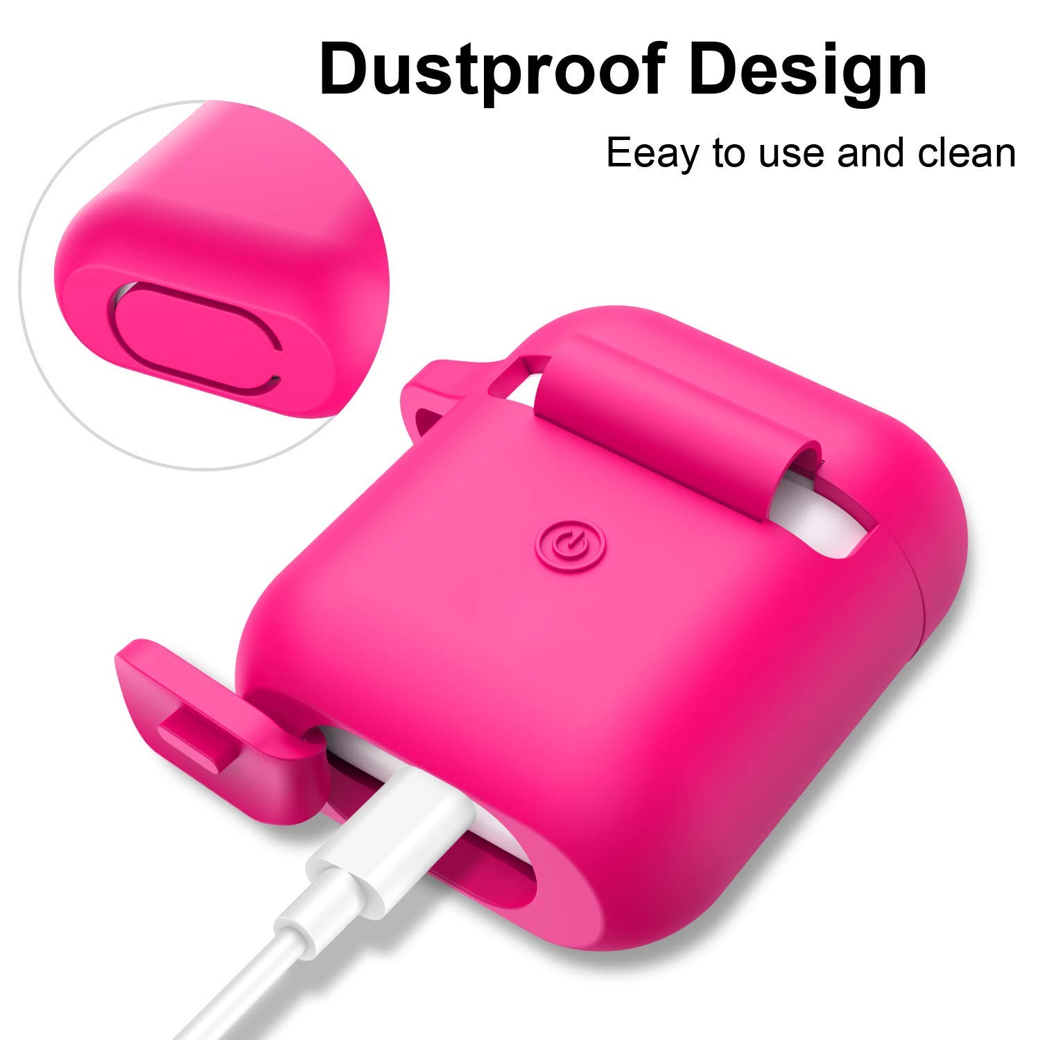KOKOKA Custodia in Silicone da Appendere Compatiblile con AirPods 2 & 1, Custodia Protettiva per AirPods, Airpods Case Cover LED Anteriore Visibile Moschettone Portachiavi, Watermelon Red - 2