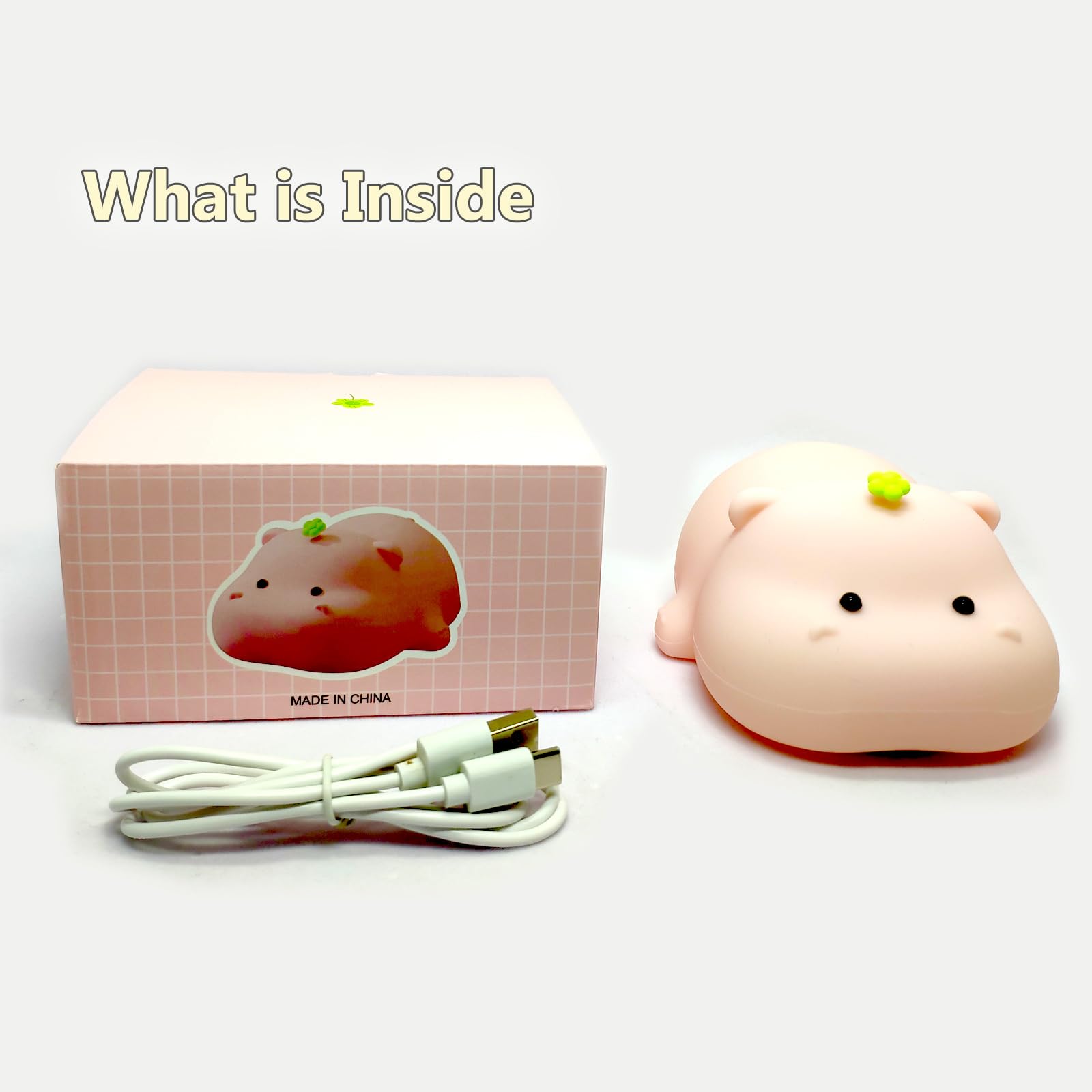 Niedliche Cartoon-Kinderzimmer-Nachtlichter, Tier-Design, sicheres Silikon, weiche LED-Kinderzimmerlampe für Kleinkinder, Raumdekoration (Hippo)
