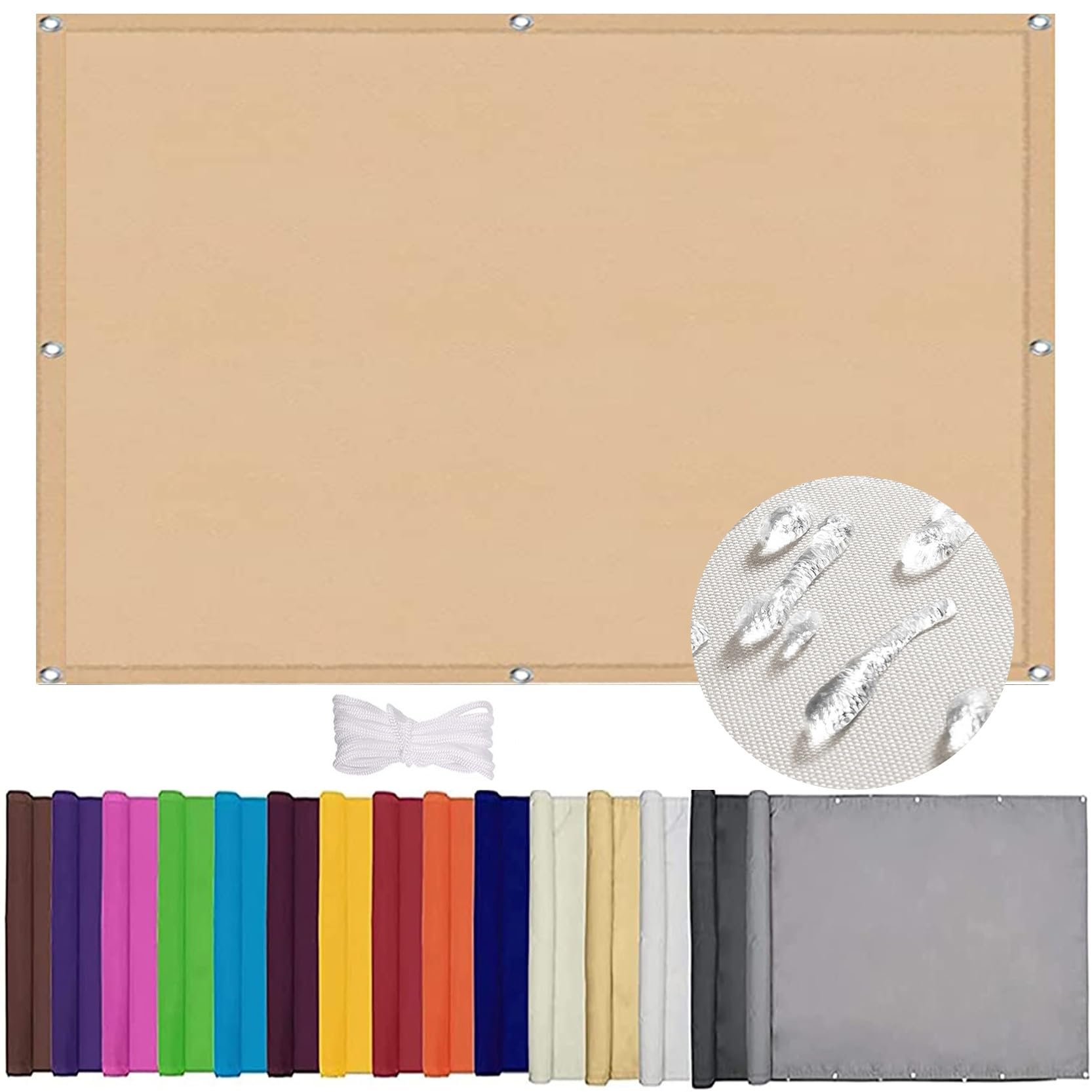WQPMNYG Waterproof shade sail Waterproof Sun Sail Shade 4x7m Outdoor Rectangular Awning with 95% UV Block Windproof Design Mounting Ropes Cream Color for Patios and Backyards