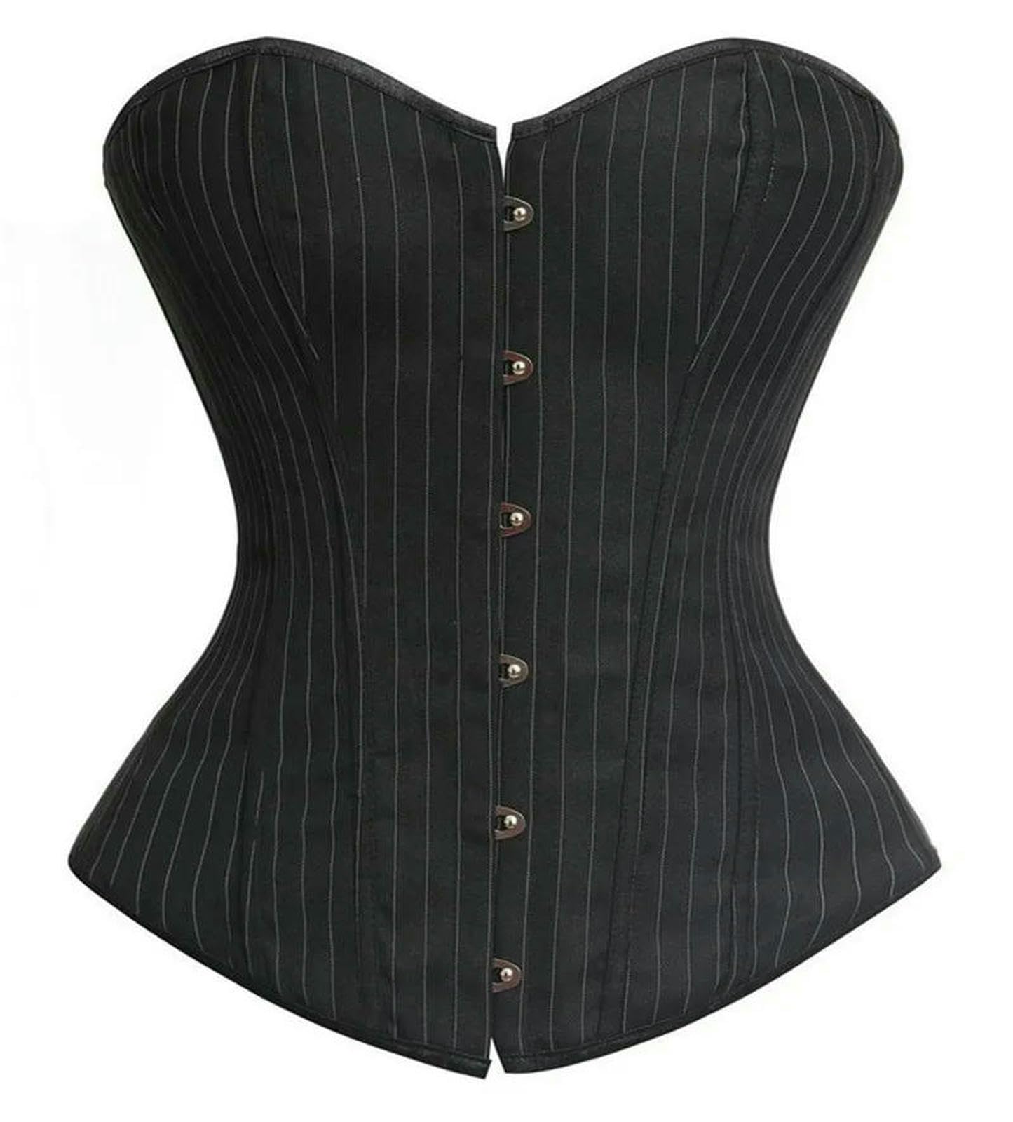 Ceinture amincissante Femme Costume da Donna Sexy con Corsetto Overbust A Righe Nere Ufficio, Zip, Bustier, Senza Spalline-5802-nero-7xl