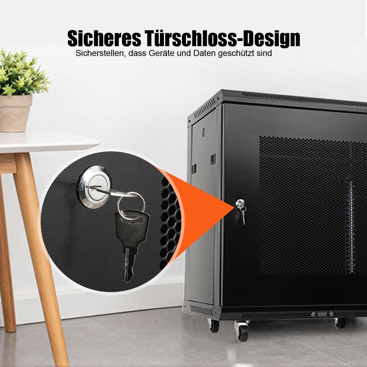 12U Netzwerk-Serverschrank Wandmontage 19 Zoll, max. 60kg | Abschließbare Seitenwände, für Server/Router/Switches/A/V.