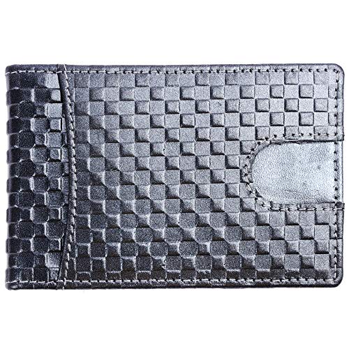 Image of Brooklyn Bridge Genuine Leather Money Clip Wallet for Men Chess VT Grey - Premium Slim RFID Protected Wallet with Cash Clip & Multiple Card Slots, Stylish Front Pocket Design, Gift for Men