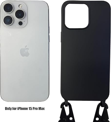 Miniatura 2 de Funda cruzada para iPhone 15 Pro Max, con correa para el hombro, funda de silicona suave con cordón ajustable, lindo protector de carga inalámbrica