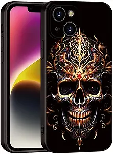 Printed with Skull for iPhone 15 case, Silicone Soft Shockproof Case Featuring a Reaper Skeleton Print with - for a Distinctive Edge (A2-Skull-Death God Skeleton)