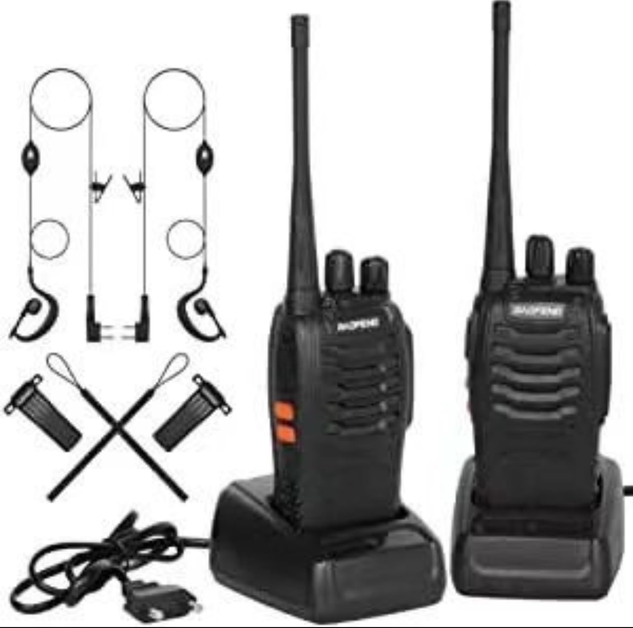 Walkie Talkie Professionali 2 Pezzi Bdit Accessori con Auricolari, Base di Ricarica, Lungo Raggio, Radio Ricetrasmittente Portatile per Sicurezza, Magazzino, Cantiere, Hotel