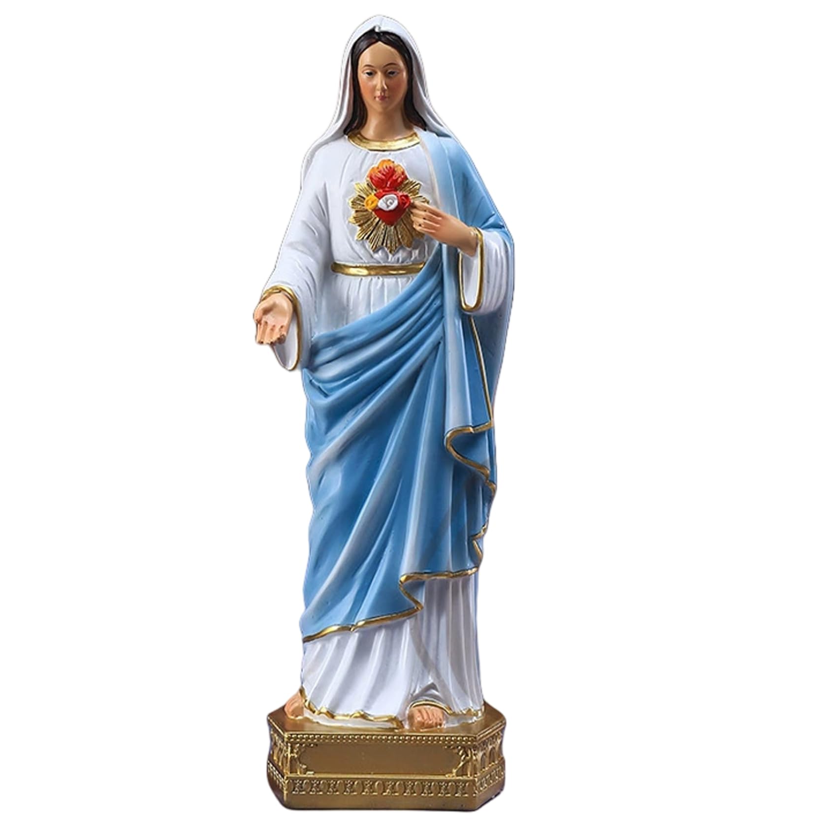 Veesper Virgin Mary Statue 8 Inch Resin Hand Painted Blessed Mother Figurine Lifelike Catholic Sculpture for Religious Altar, Home Prayer and Spiritual Decor