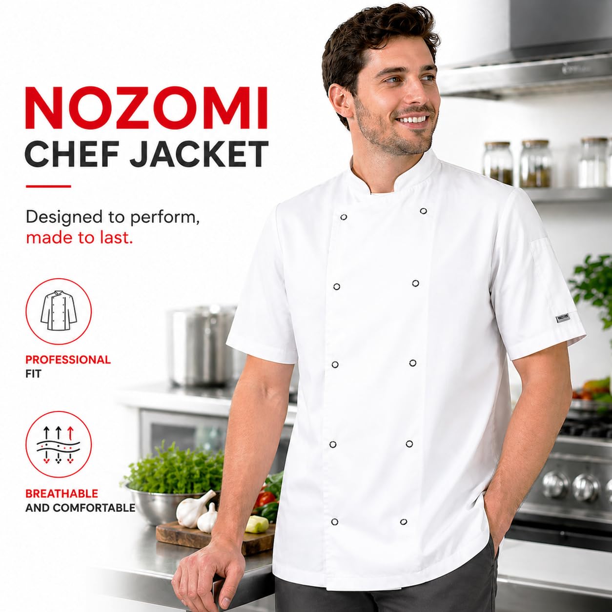 BWOLF Nozomi Chaquetilla Chef Hombre Chaquetas de Chef Chaquetilla Chef Mujer Chaqueta Cocinero Hombre Ropa de Cocinero de manga corta