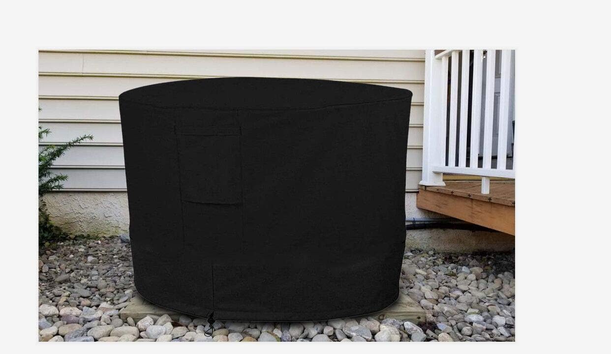J&C Air Conditioner Cover Outdoor Black Universal Veranda Winter AC Unit Protection Cover Dust-Proof Full Protection for Outside Square Furniture Central Air Conditioner (round-34x30in)